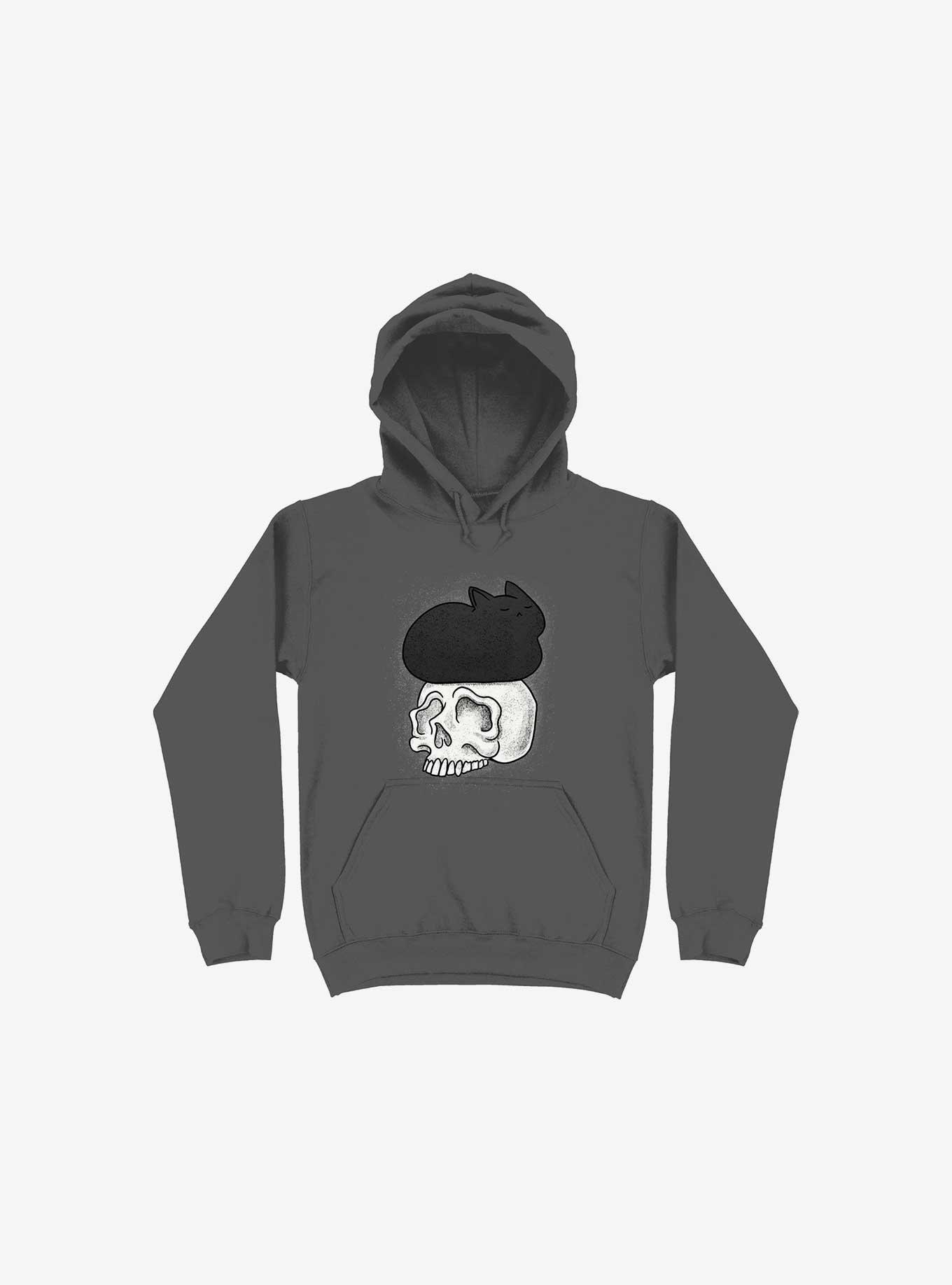 Cat Skull Asphalt Grey Hoodie, ASPHALT, hi-res