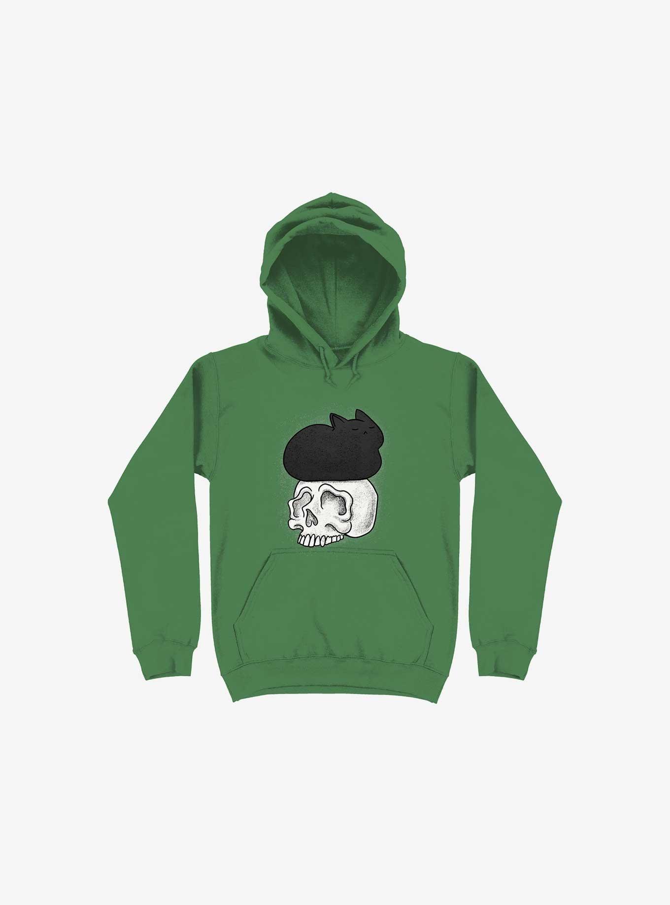 Cat Skull Kelly Green Hoodie, , hi-res