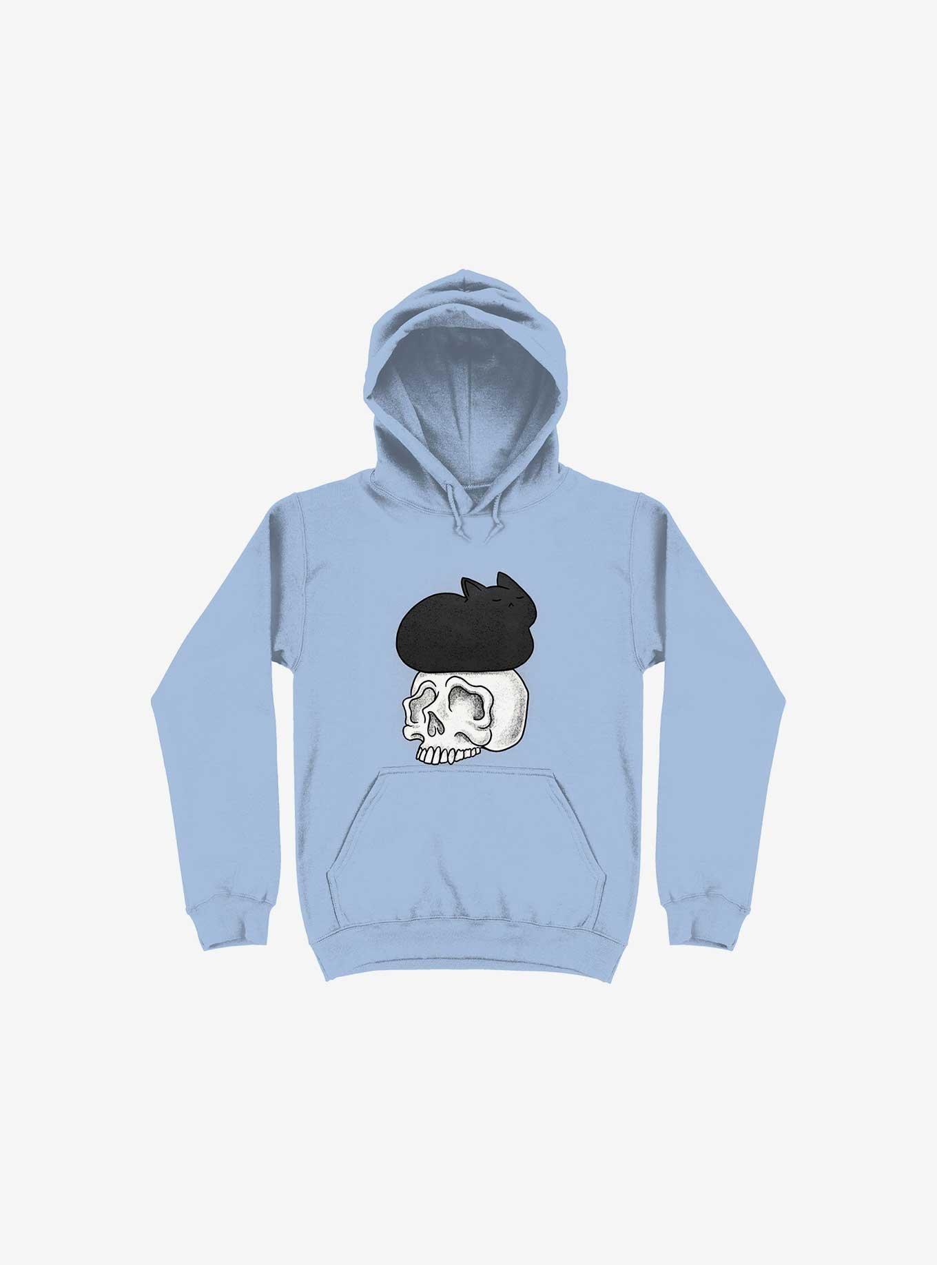 Cat Skull Light Blue Hoodie, , hi-res