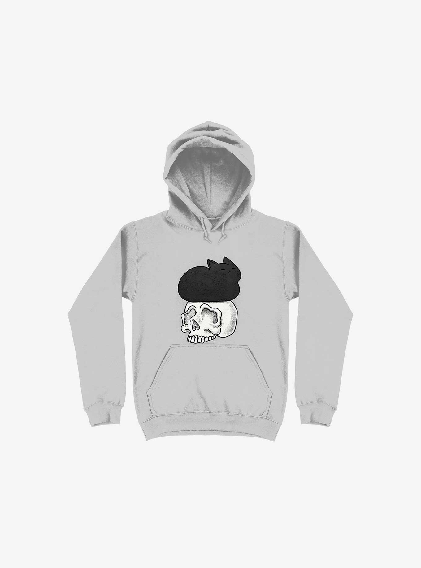 Cat Skull Silver Hoodie, , hi-res