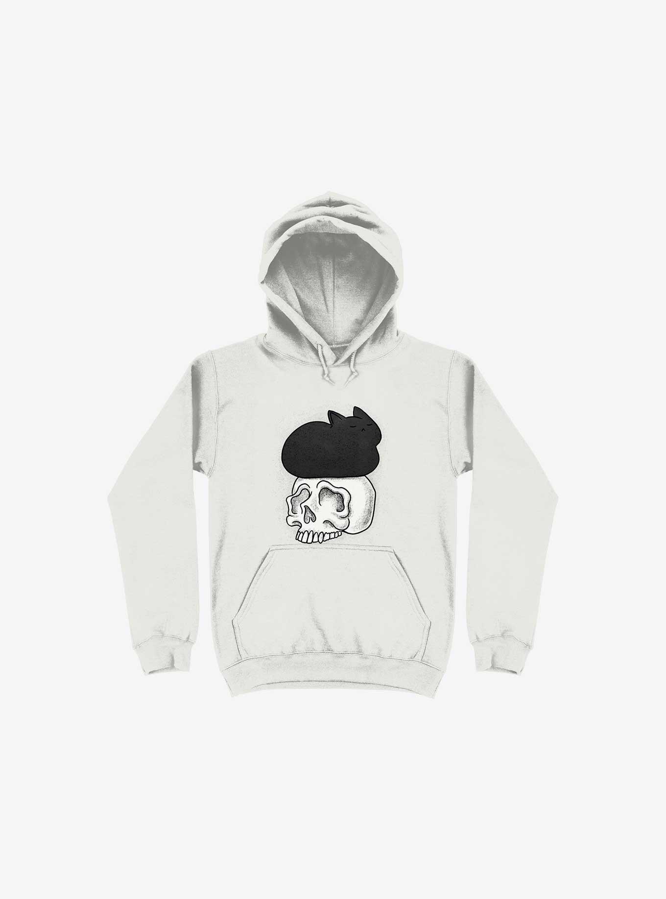 Cat Skull White Hoodie, , hi-res