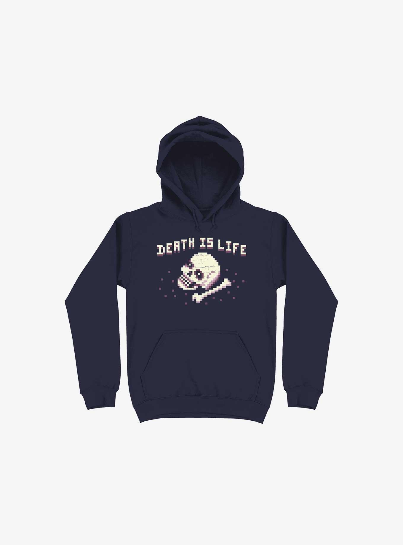 THRDLESS Death Is Life Skull Navy Blue Hoodie