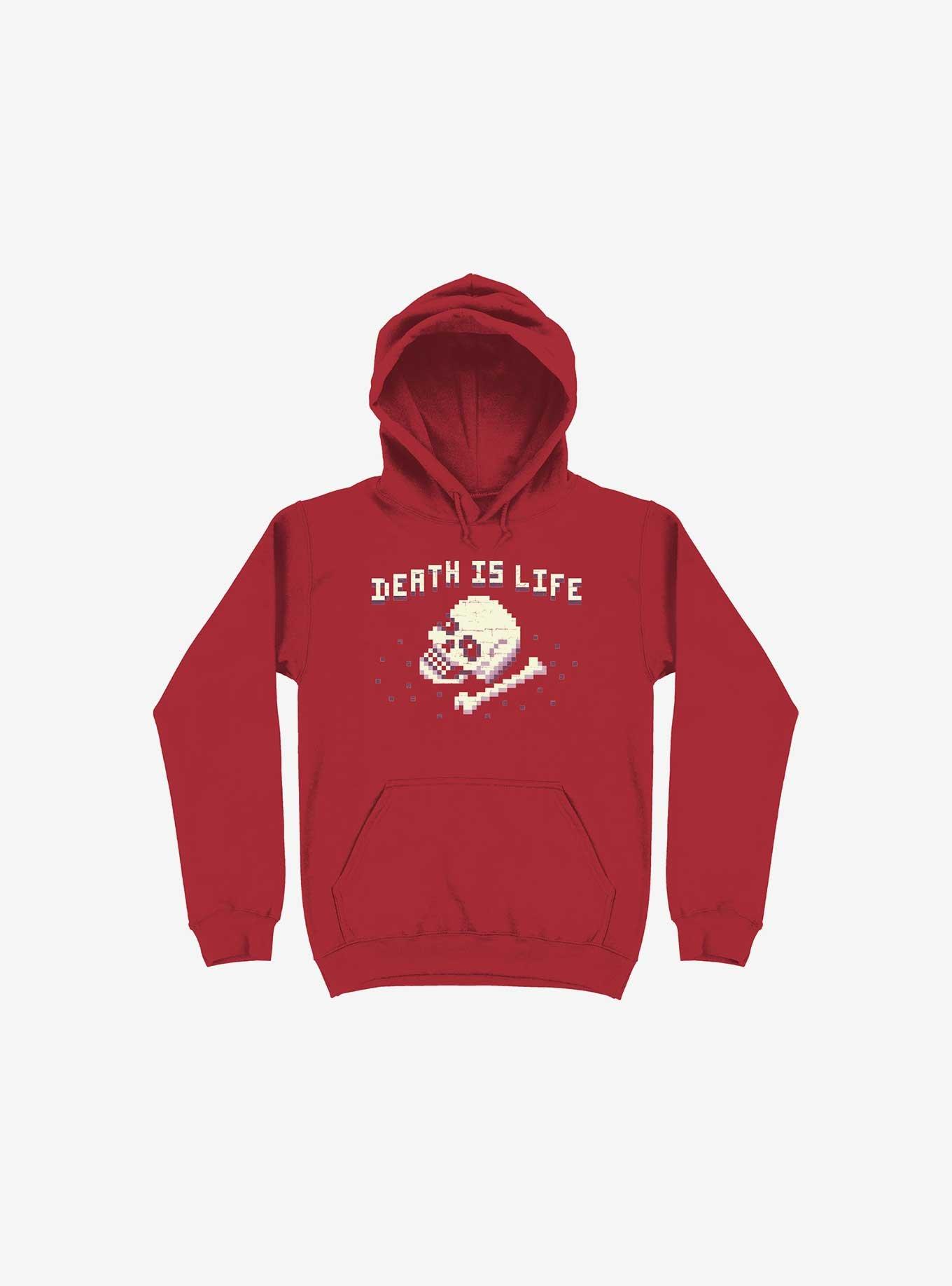 Death Is Life Skull Red Hoodie, , hi-res