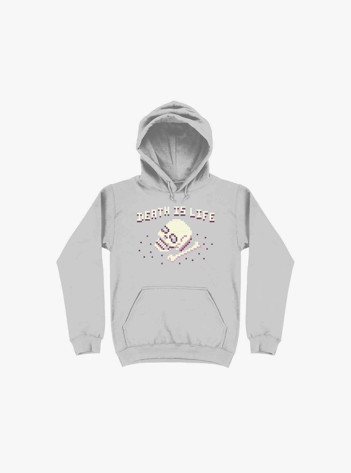 Death Is Life Skull Silver Hoodie, , hi-res