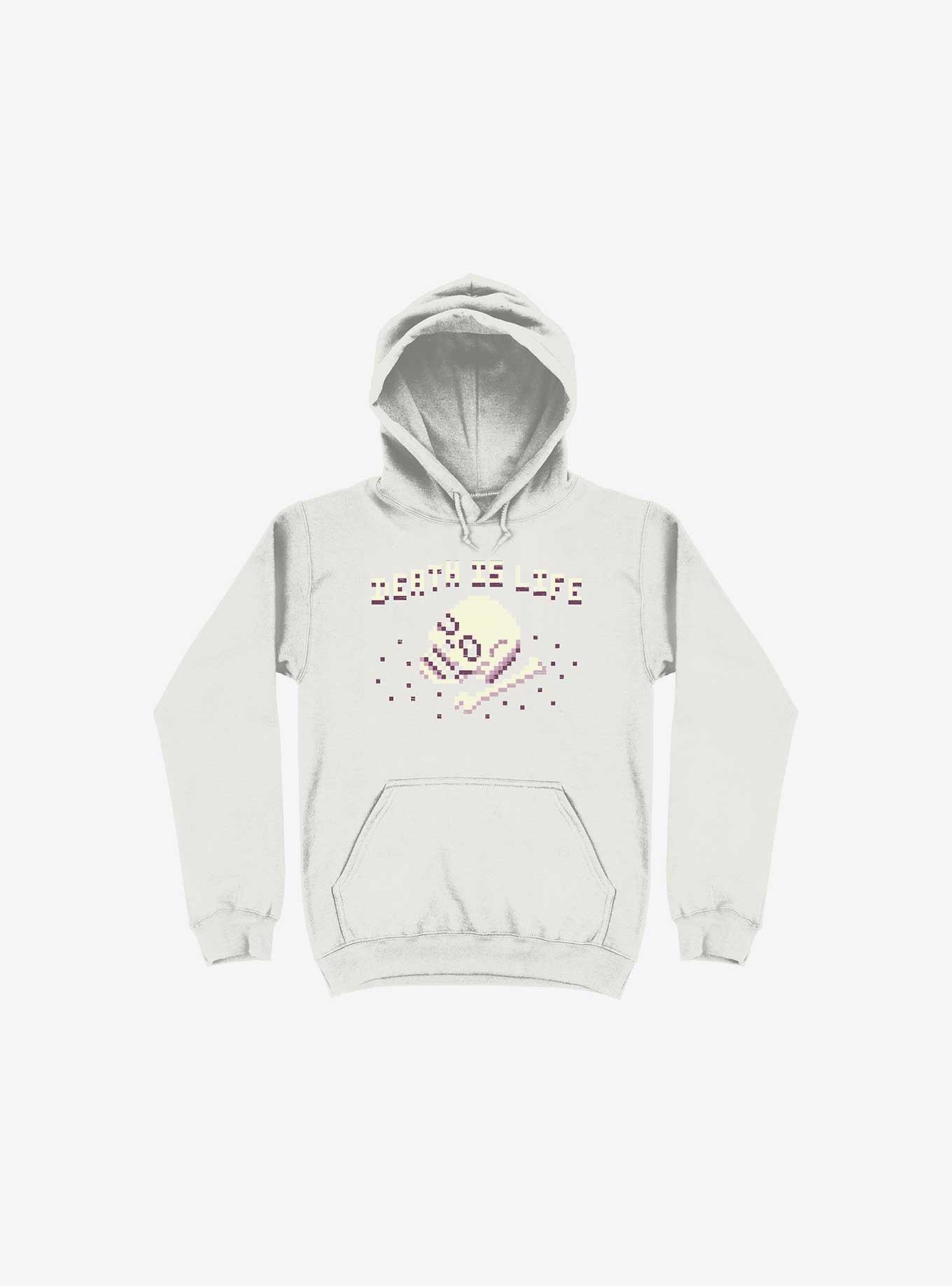 Death Is Life Skull White Hoodie, WHITE, hi-res