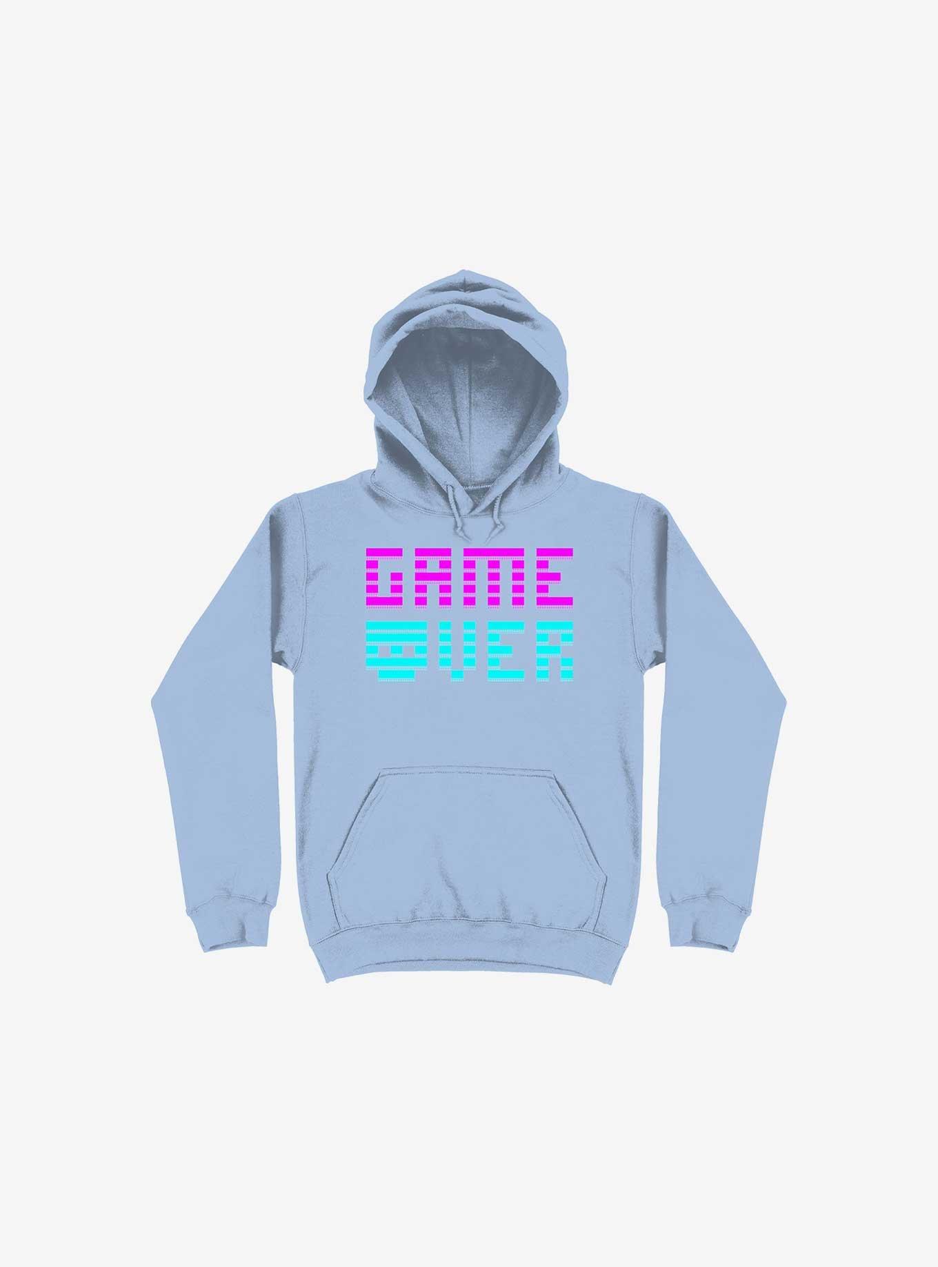 Game Over Skull Light Blue Hoodie