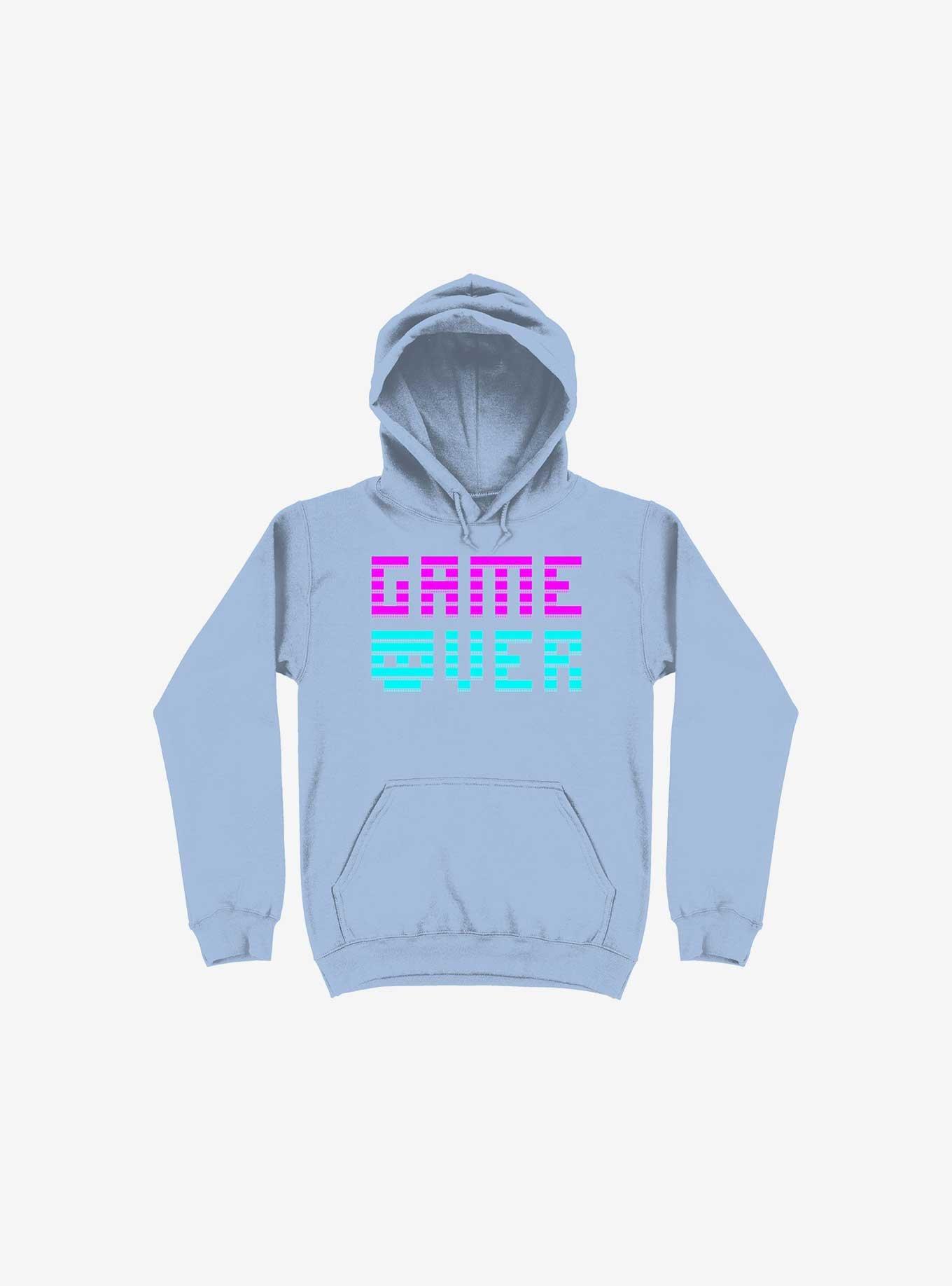 Game Over Skull Light Blue Hoodie, , hi-res