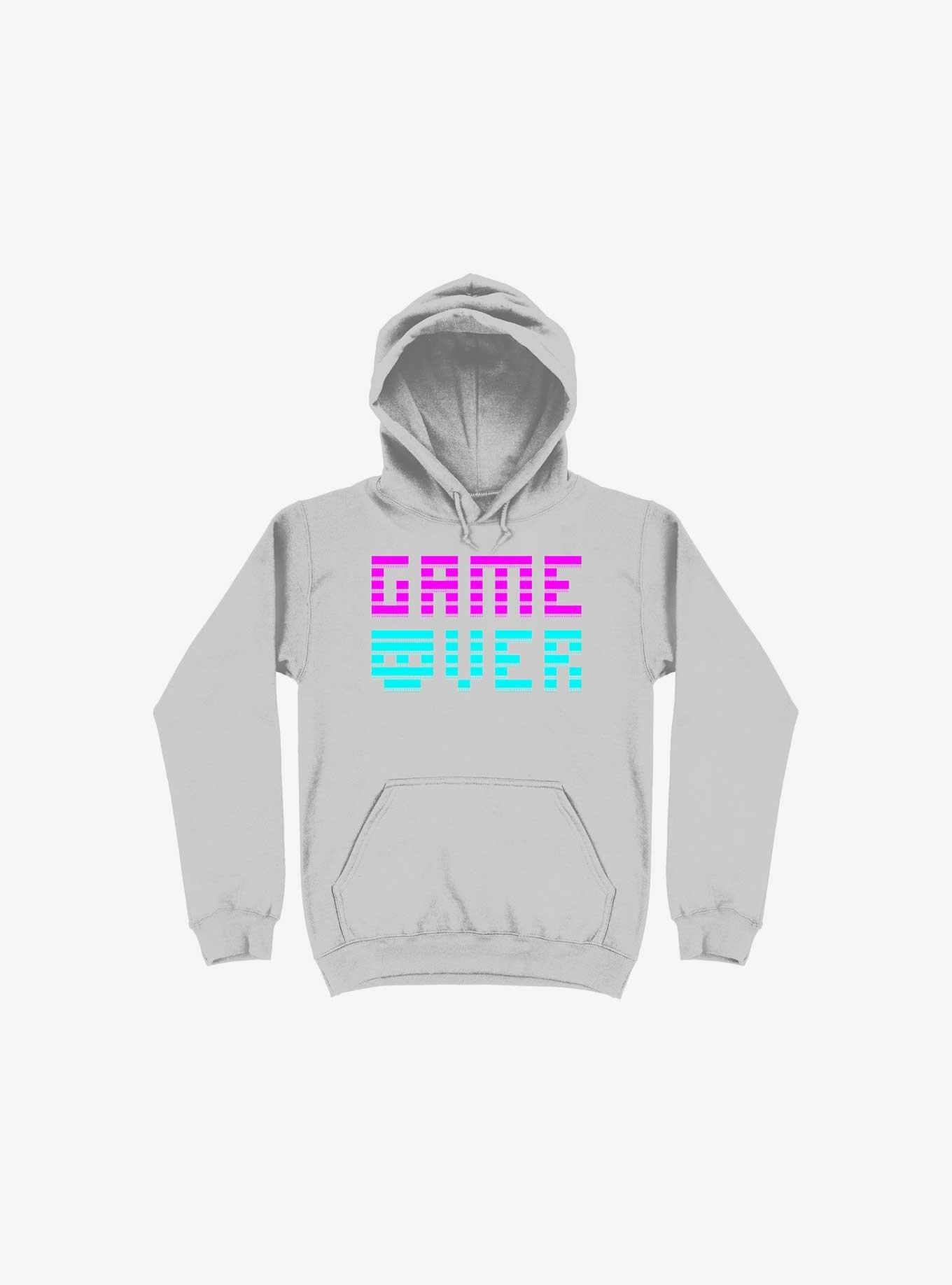 Game Over Skull Silver Hoodie, , hi-res