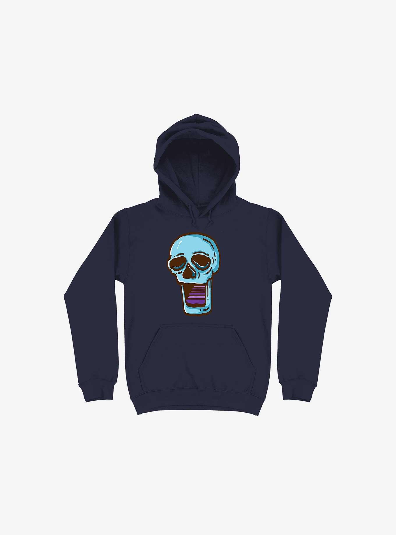 Modern Skull Navy Blue Hoodie, , hi-res