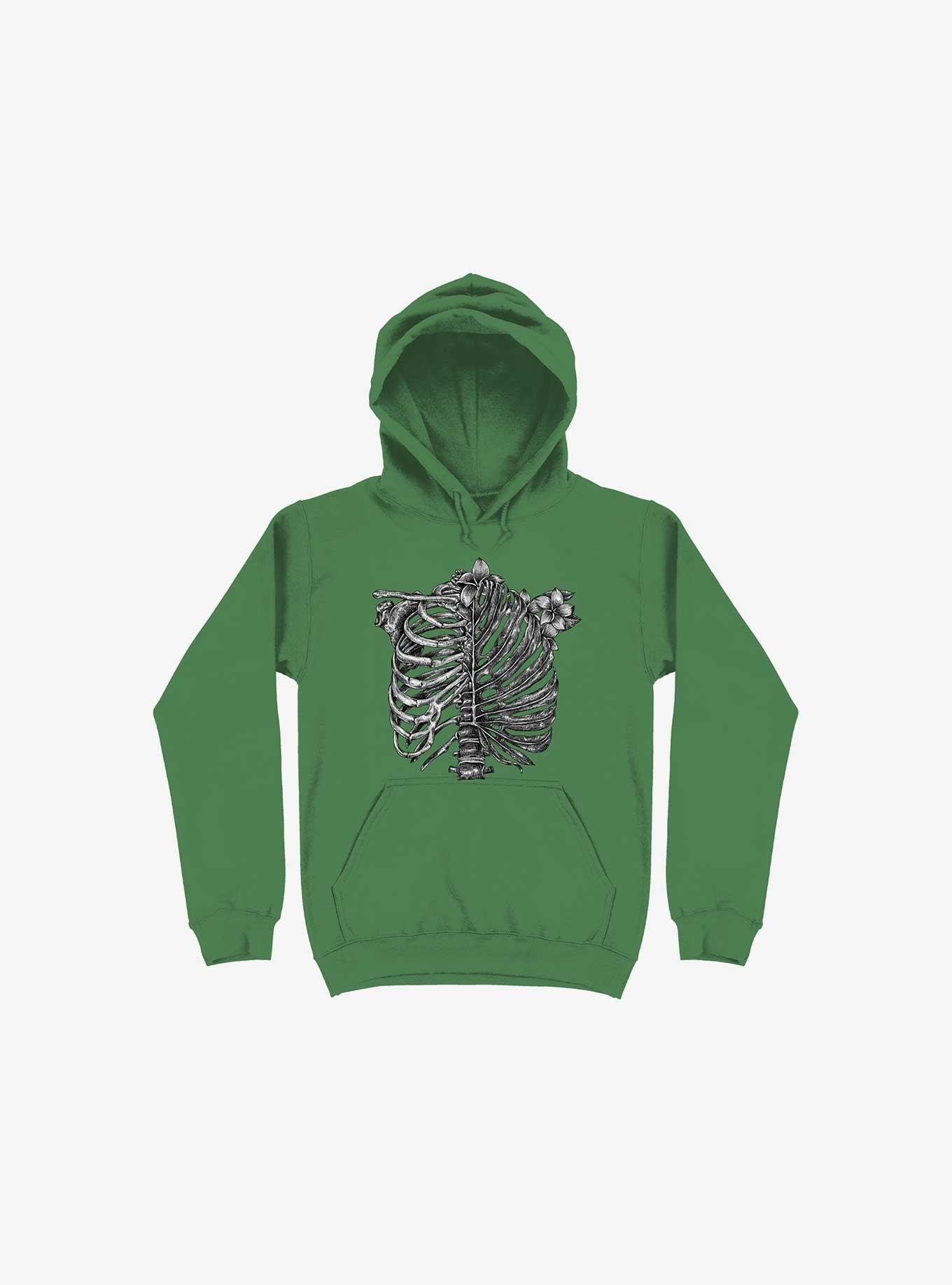 Skeleton Rib Tropical Kelly Green Hoodie, , hi-res