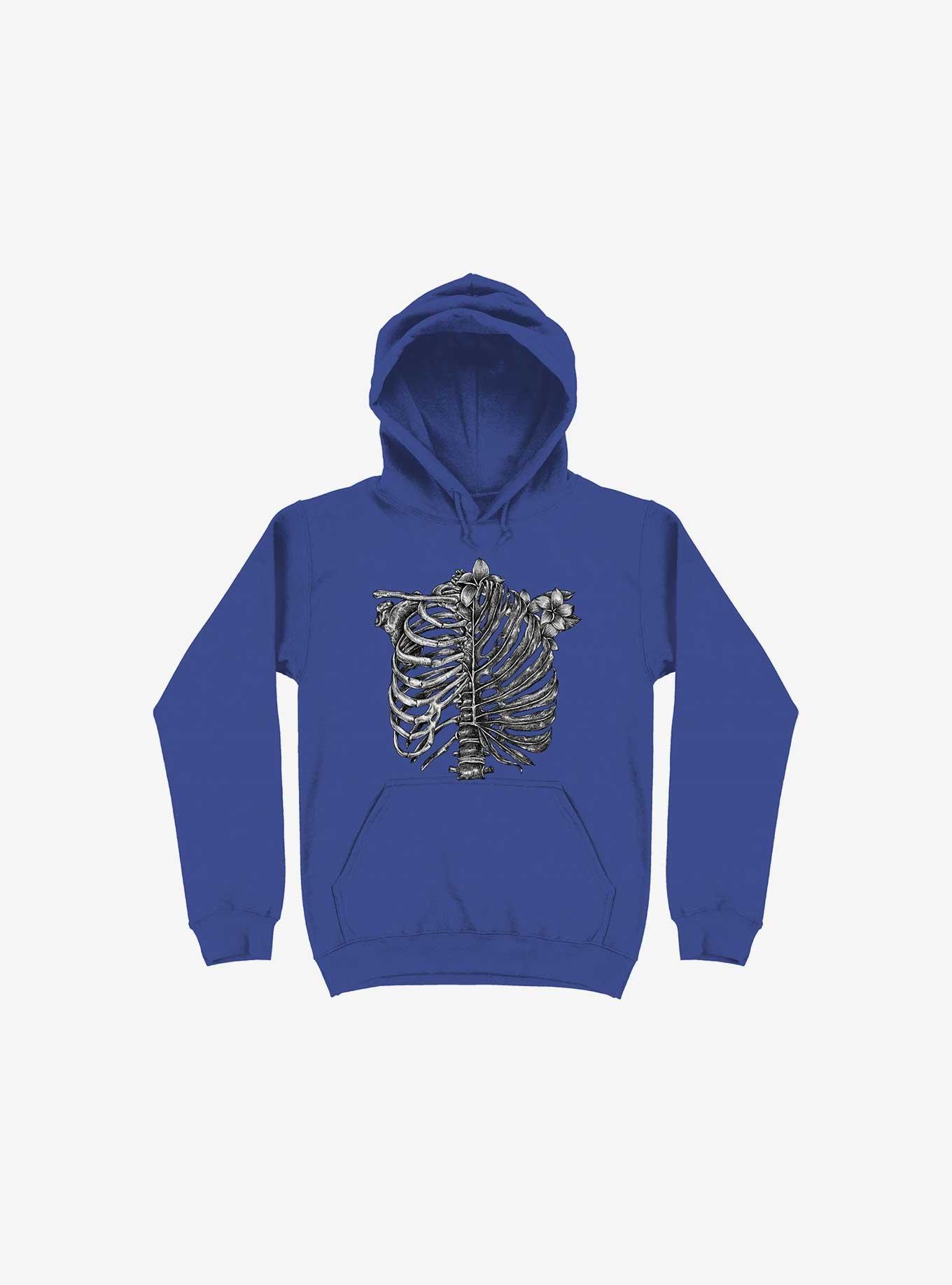 Skeleton Rib Tropical Royal Blue Hoodie, ROYAL, hi-res