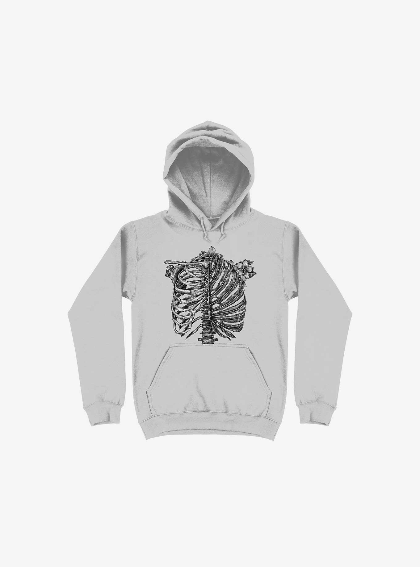 Skeleton Rib Tropical Silver Hoodie, , hi-res