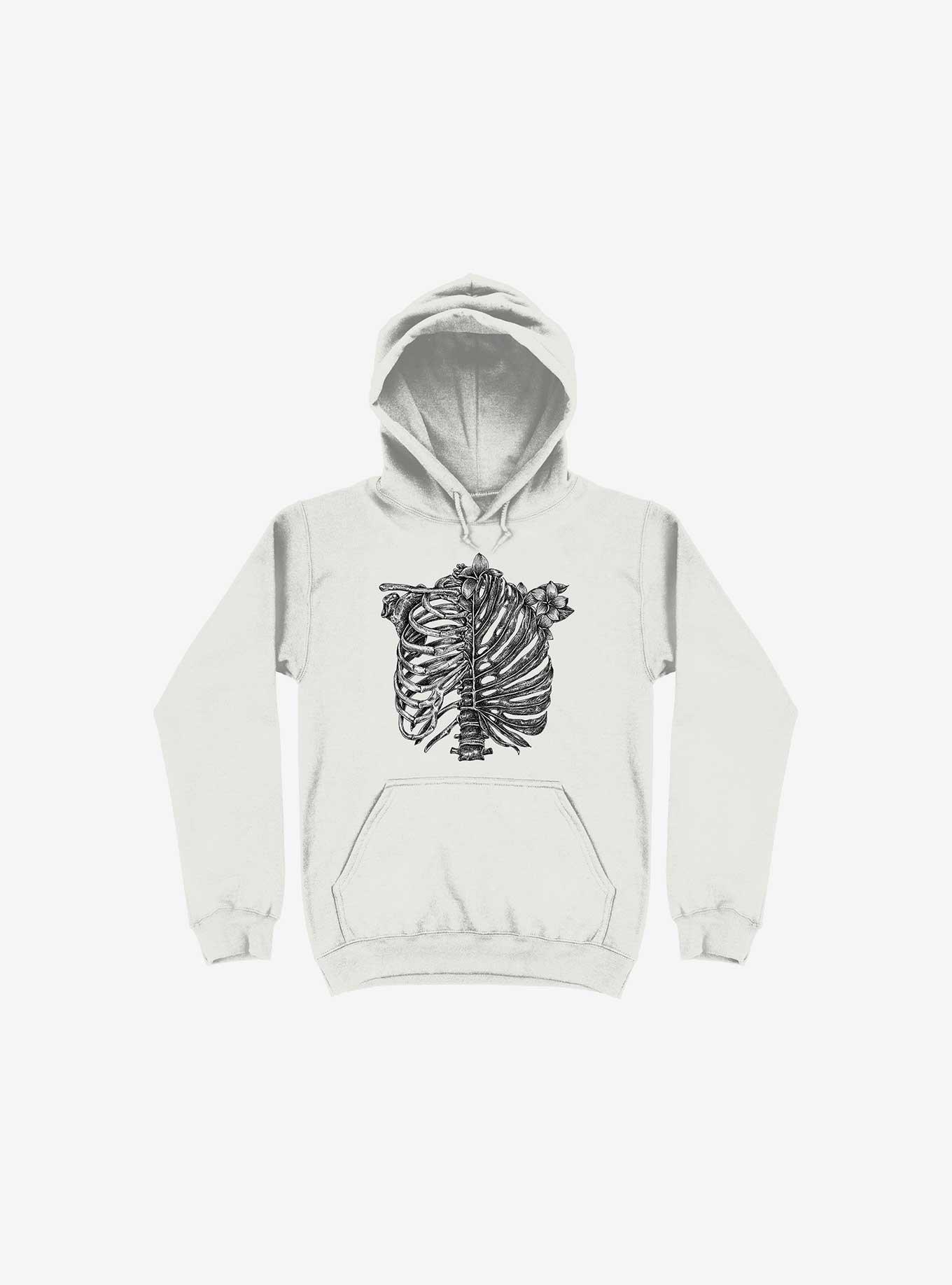 Skeleton Rib Tropical White Hoodie, , hi-res