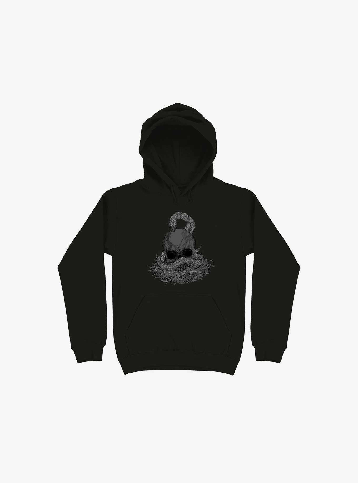 Snake & Skull Black Hoodie, BLACK, hi-res