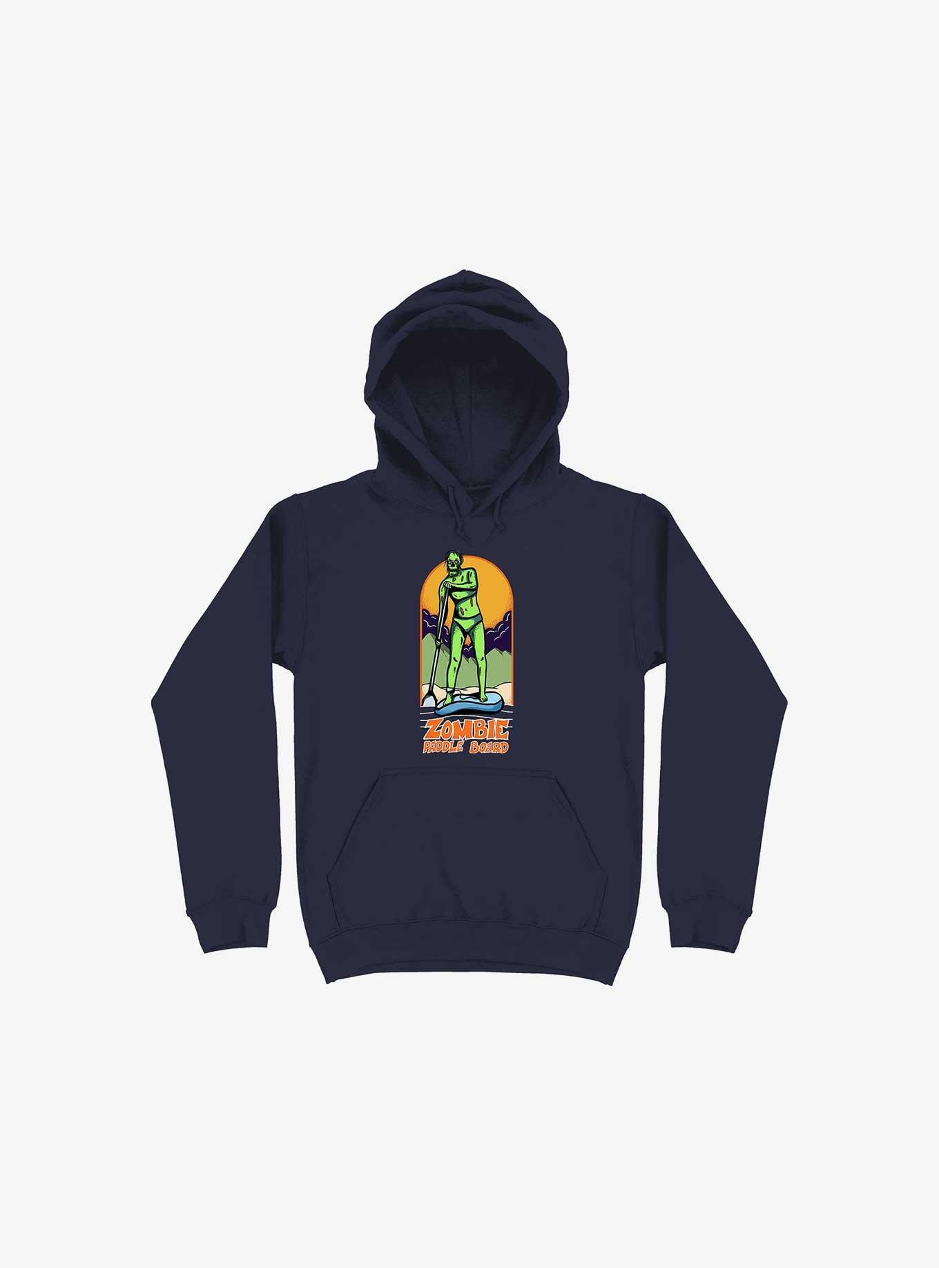 Zombie Paddle Board Navy Blue Hoodie, , hi-res