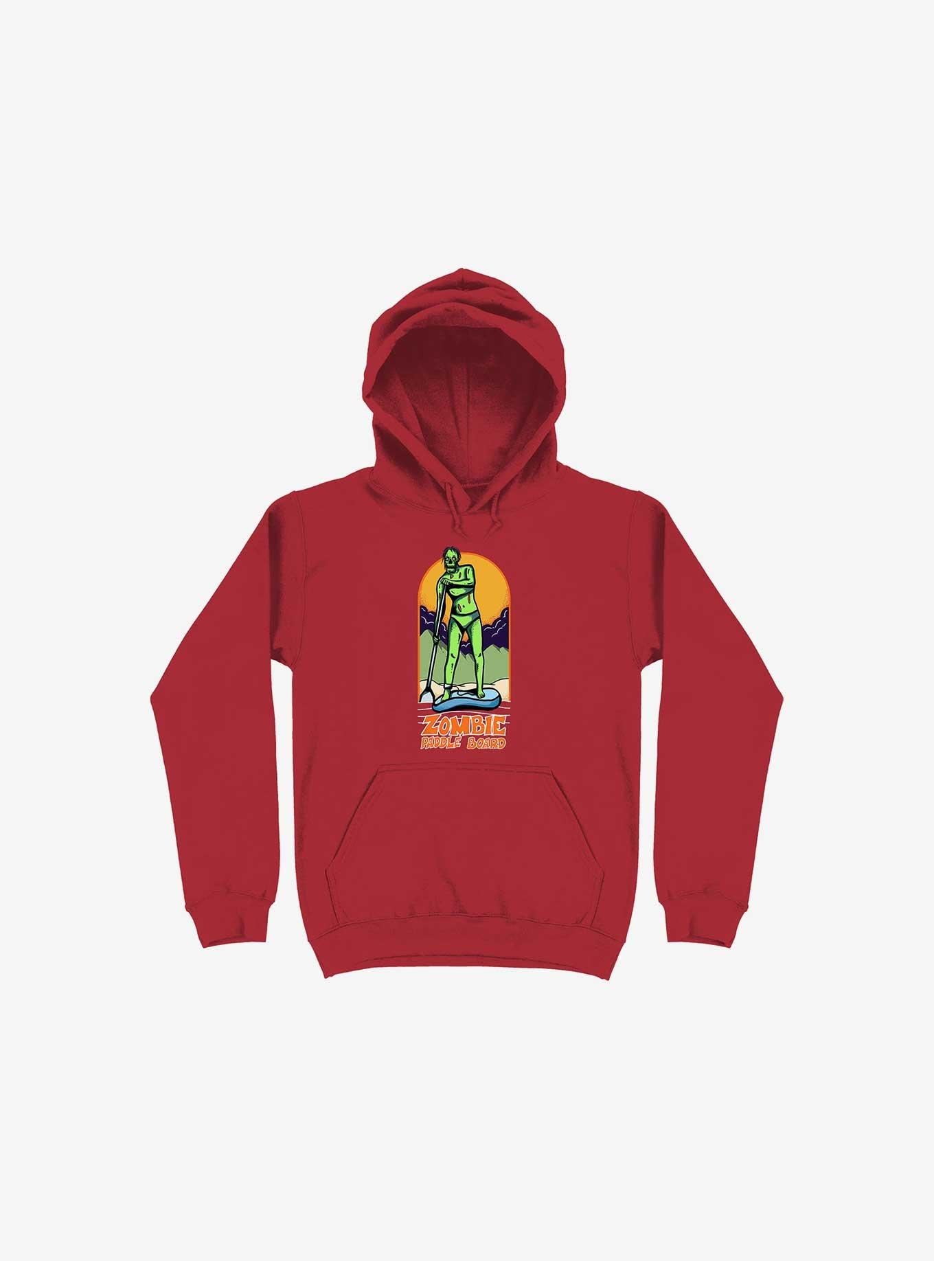 Zombie Paddle Board Red Hoodie, RED, hi-res