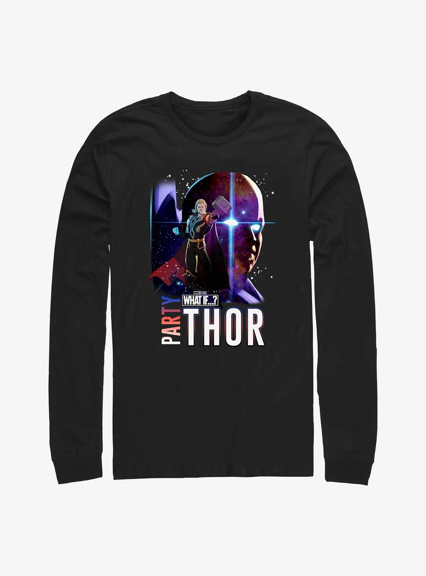 Marvel What If...? Watcher Party Thor Long-Sleeve T-Shirt, BLACK, hi-res