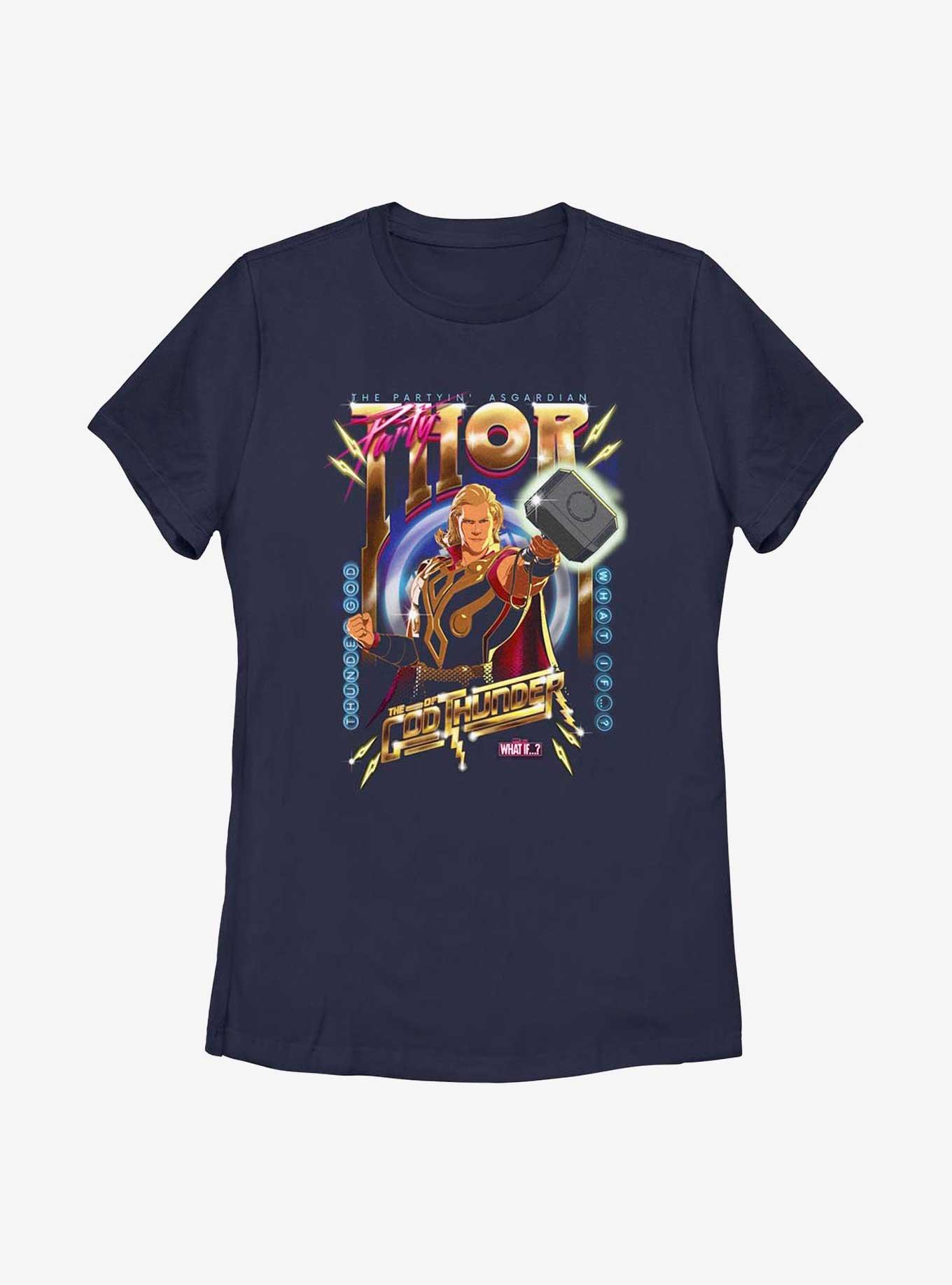 Marvel What If...? Party In Asgardian Womens T-Shirt, NAVY, hi-res view 1