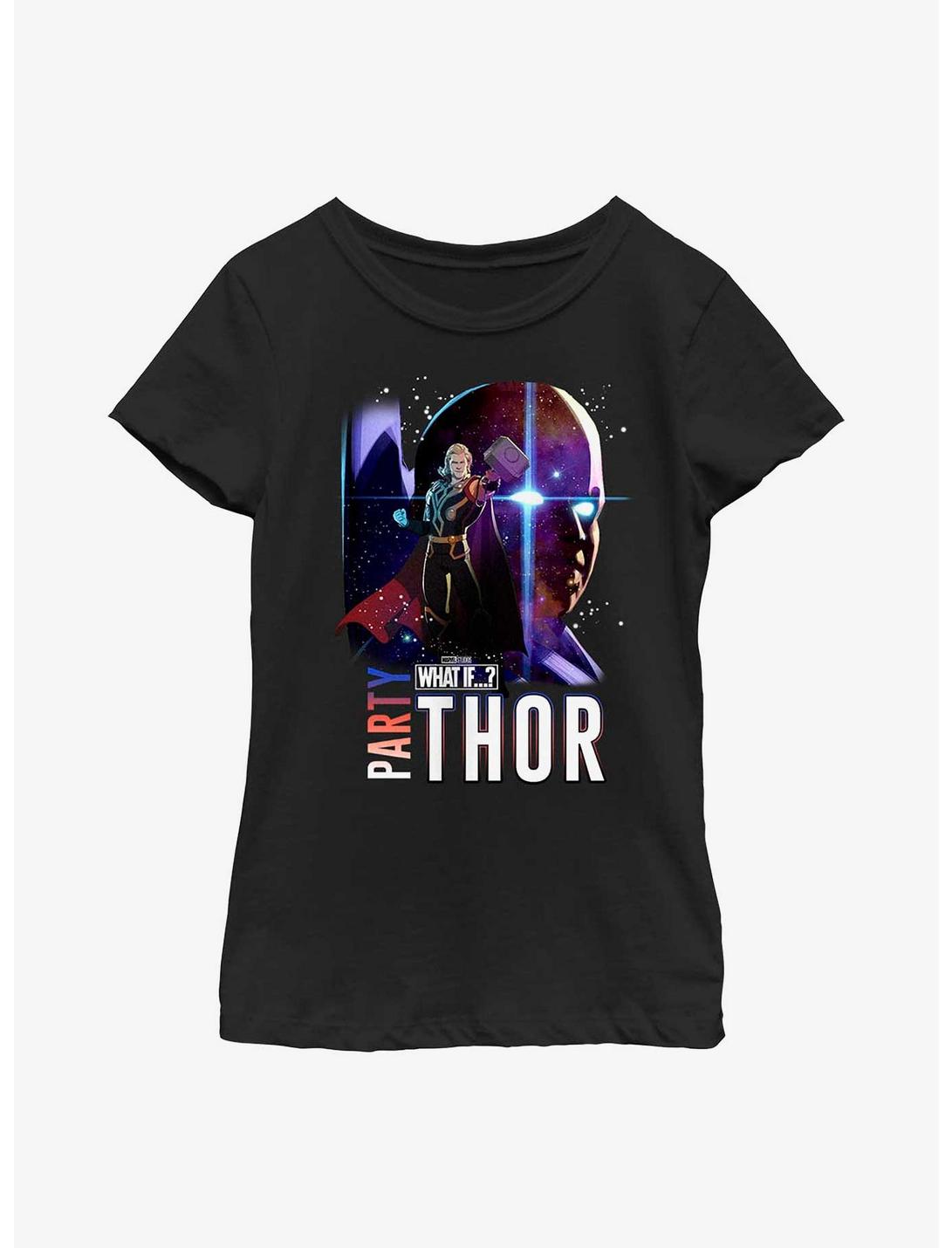 Marvel What If...? Watcher Party Thor Youth Girls T-Shirt, BLACK, hi-res