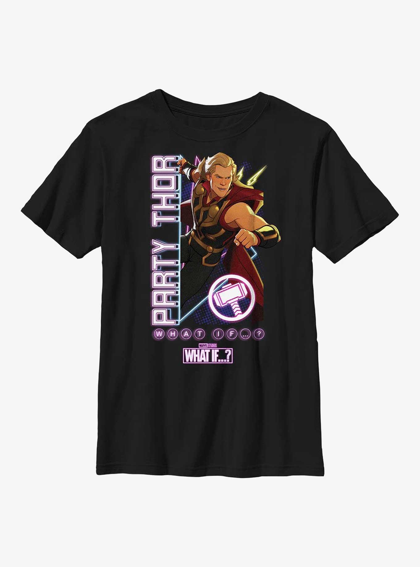 Marvel What If...? Party TIme Thor Youth T-Shirt, BLACK, hi-res