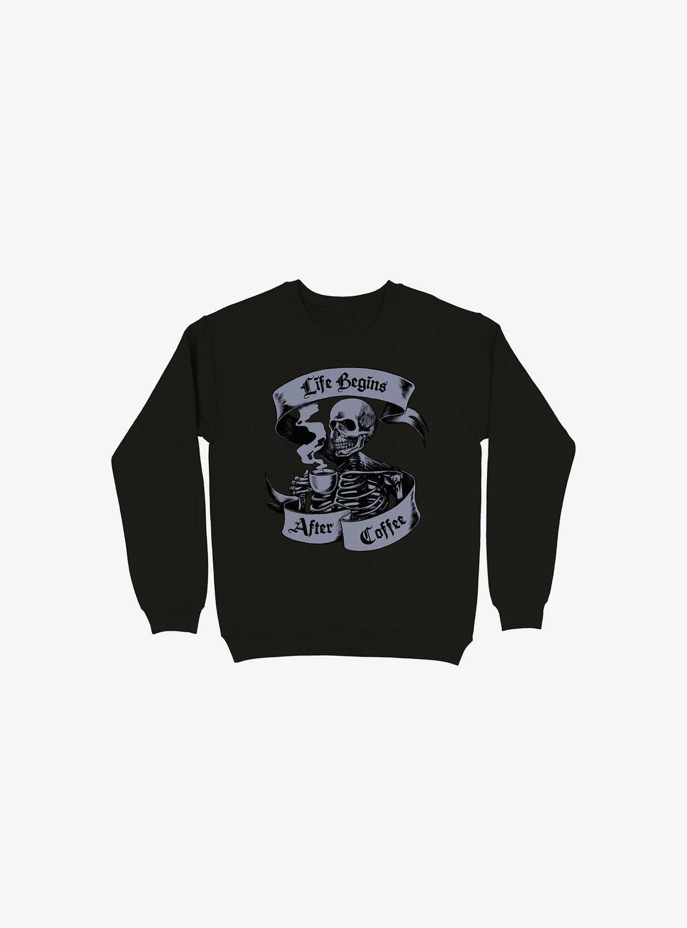 Beans & Bones Coffee Skeleton Black Sweatshirt, , hi-res