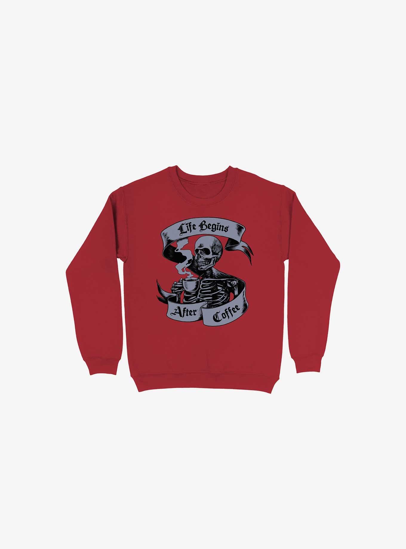 Beans & Bones Coffee Skeleton Red Sweatshirt, RED, hi-res