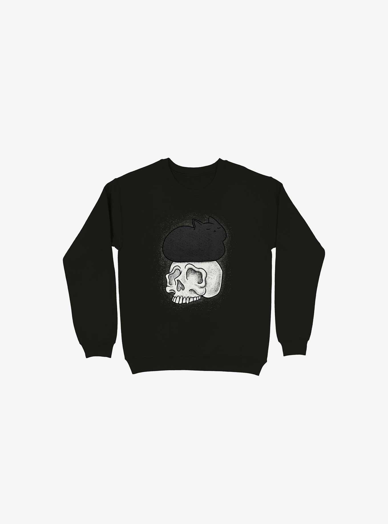 Cat Skull Black Sweatshirt, , hi-res