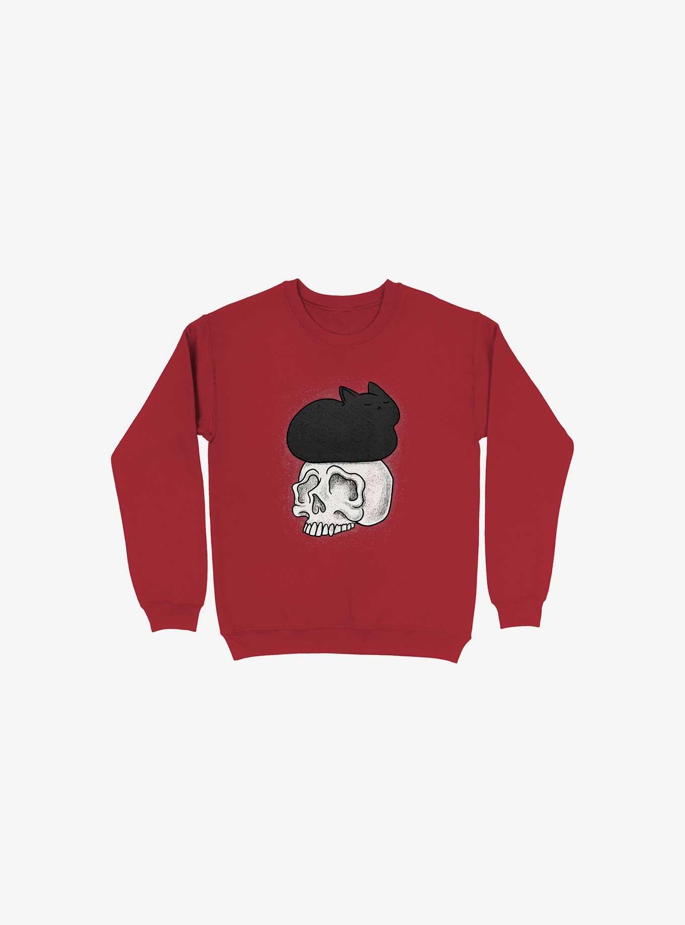 Cat Skull Red Sweatshirt, , hi-res