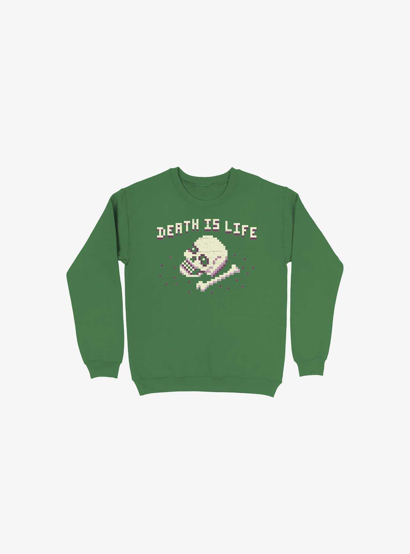 Death Is Life Skull Kelly Green Sweatshirt, , hi-res