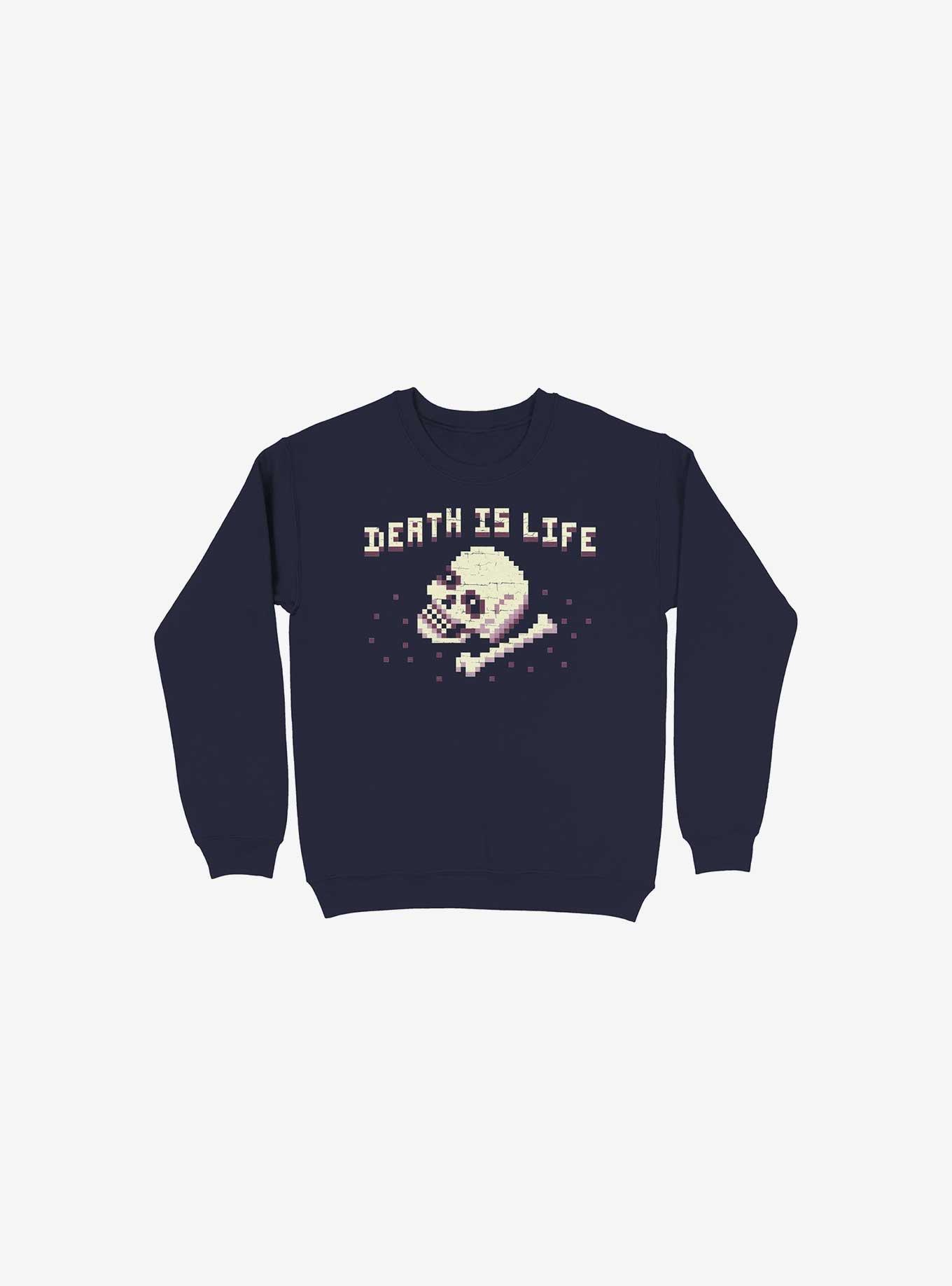 Death Is Life Skull Navy Blue Sweatshirt, , hi-res