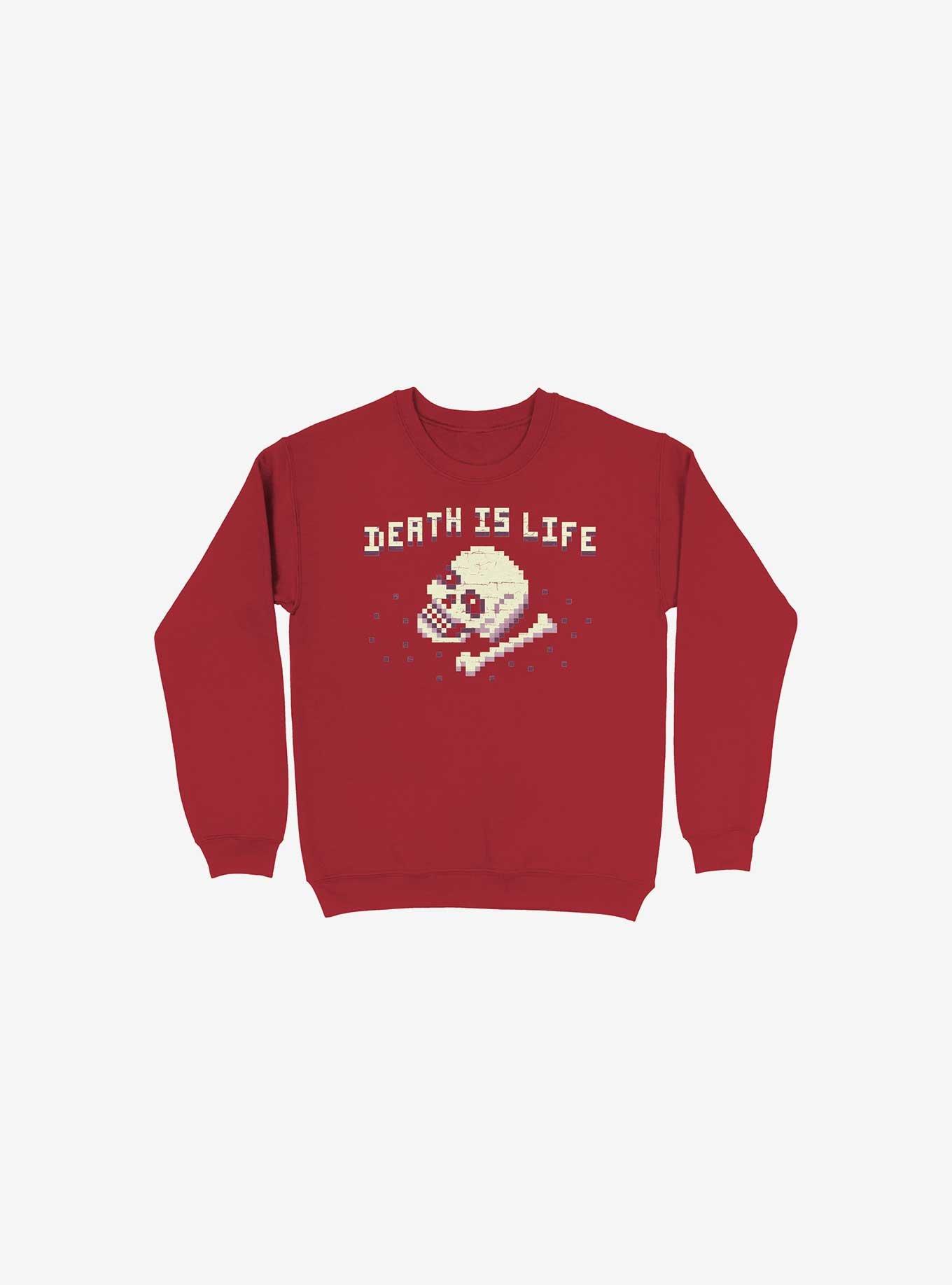 Death Is Life Skull Red Sweatshirt, RED, hi-res