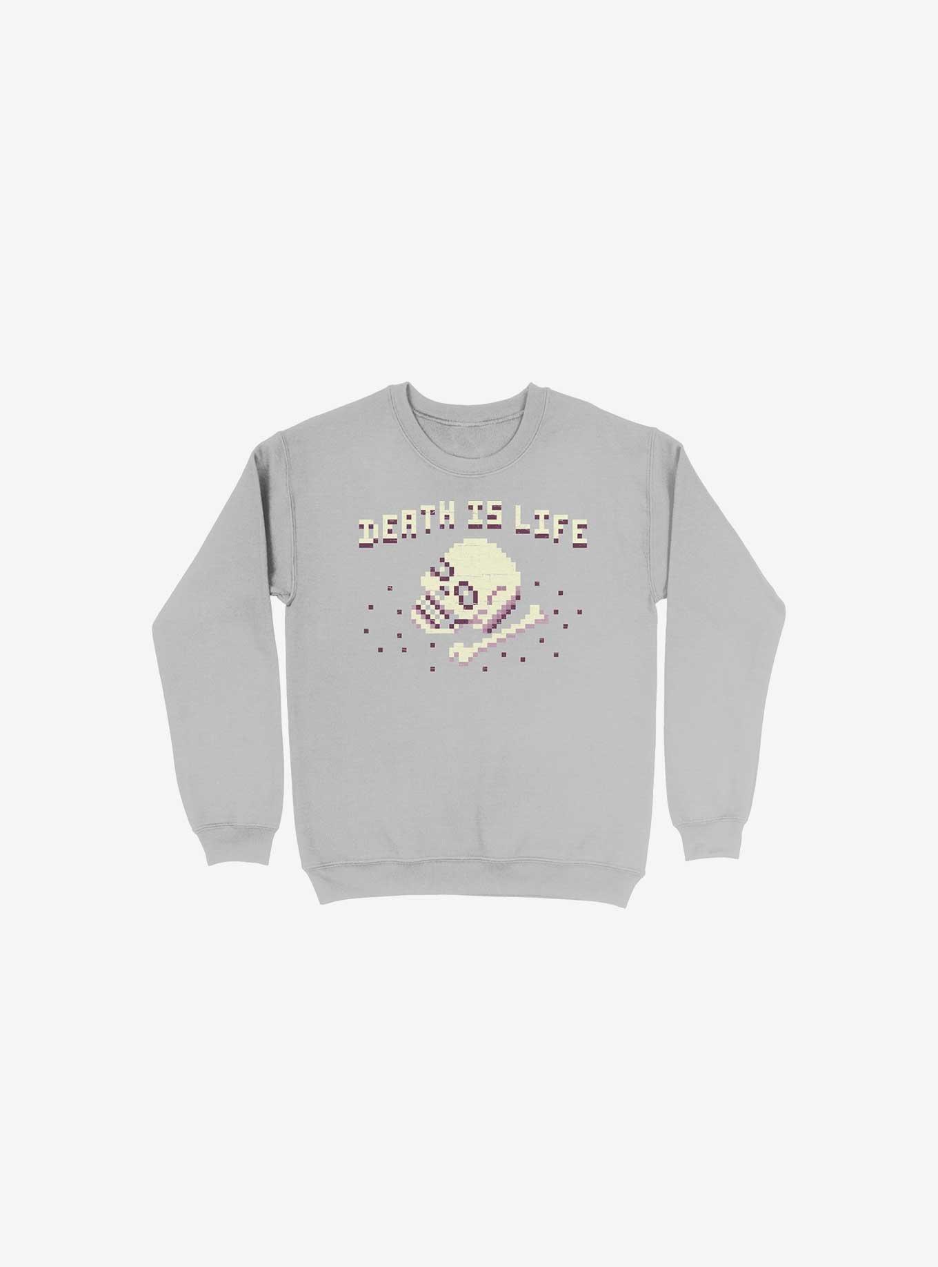 Death Is Life Skull Silver Sweatshirt, , hi-res