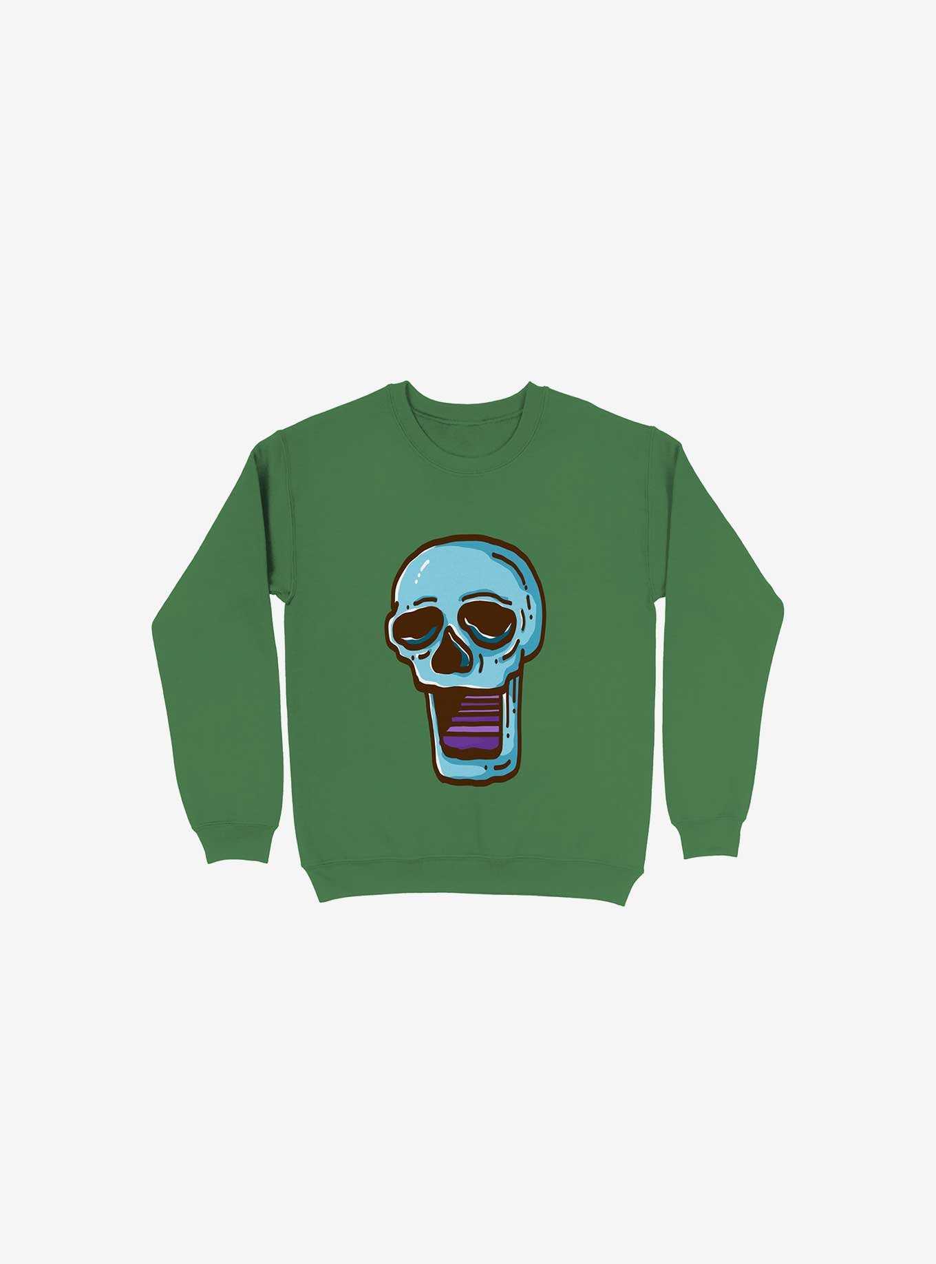 Modern Skull Kelly Green Sweatshirt, , hi-res