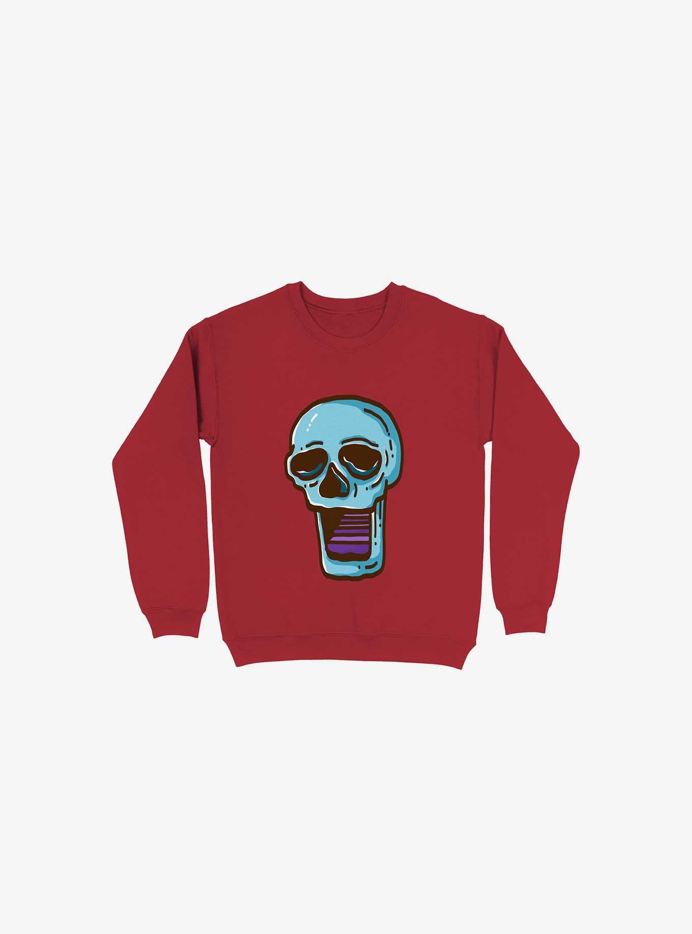 Modern Skull Red Sweatshirt, RED, hi-res