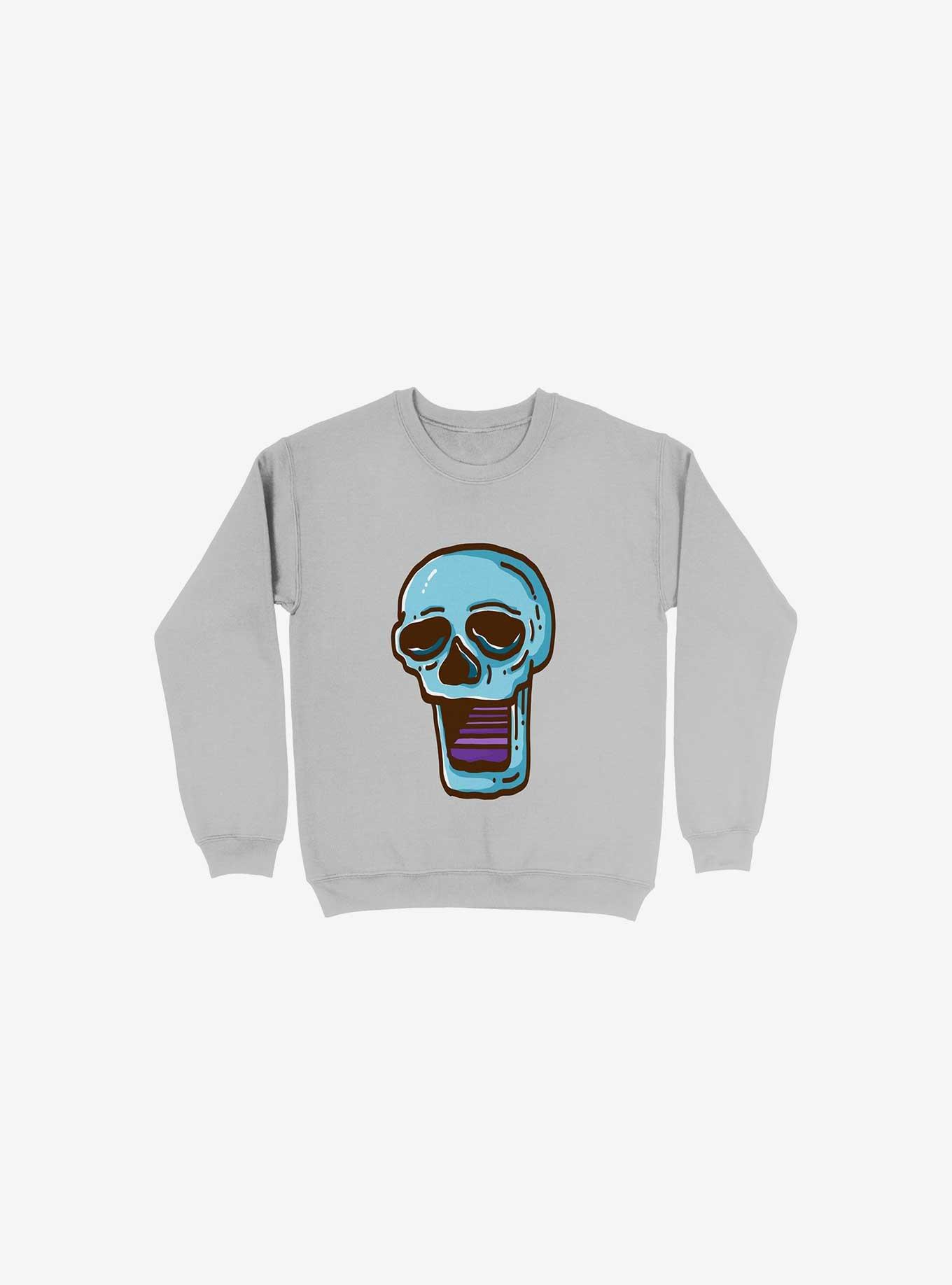 Modern Skull Silver Sweatshirt, SILVER, hi-res