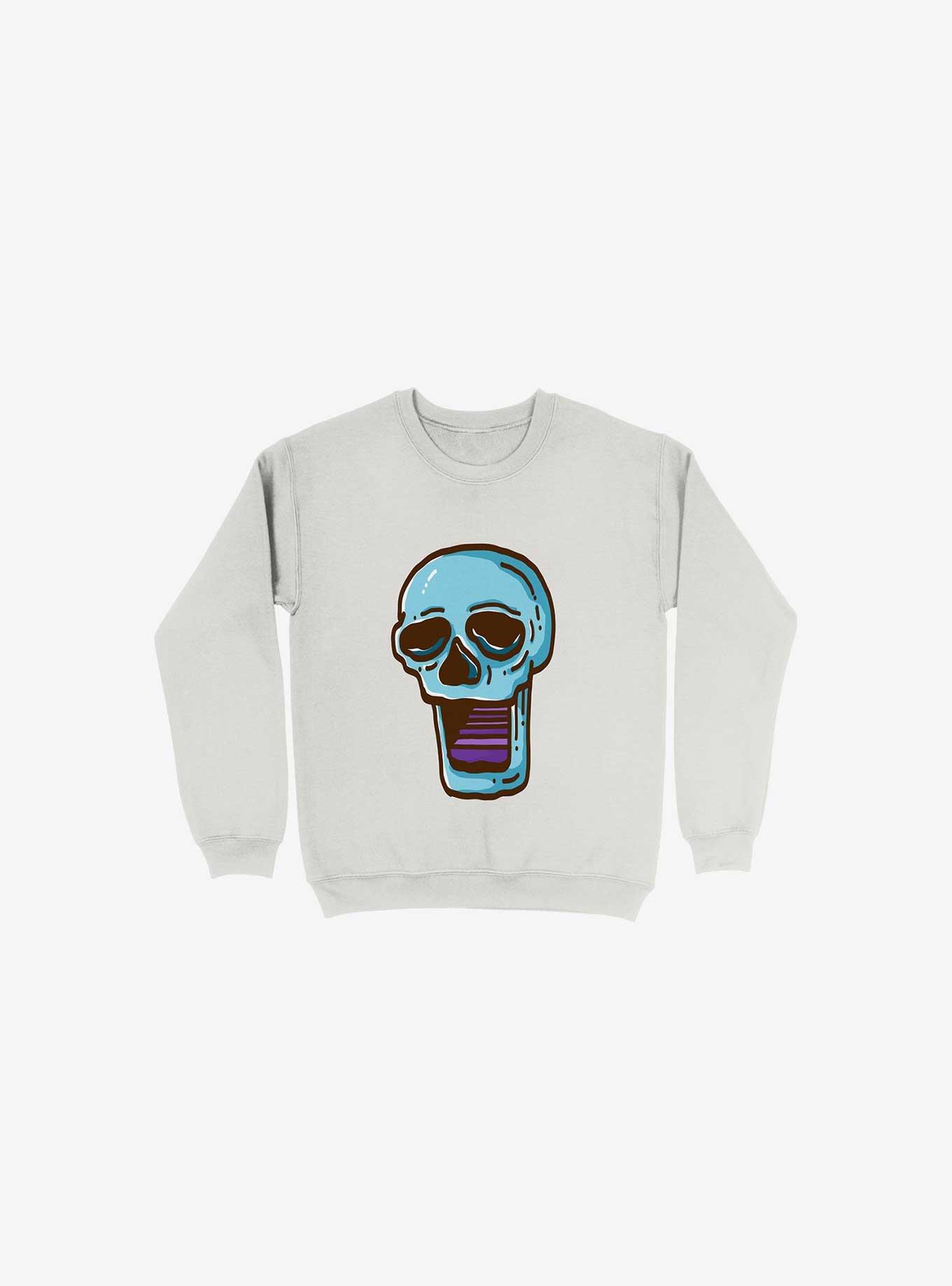 Modern Skull White Sweatshirt, WHITE, hi-res