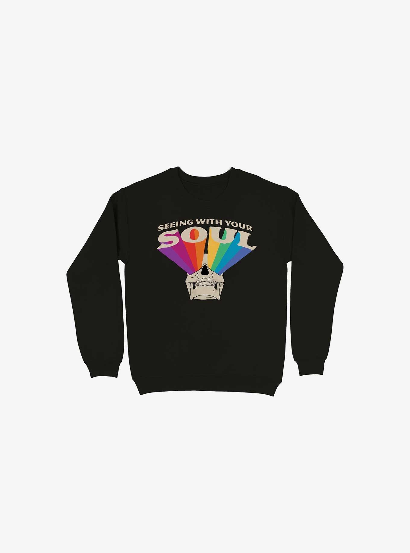 Seeing With Your Soul Rainbow Skull Black Sweatshirt, , hi-res