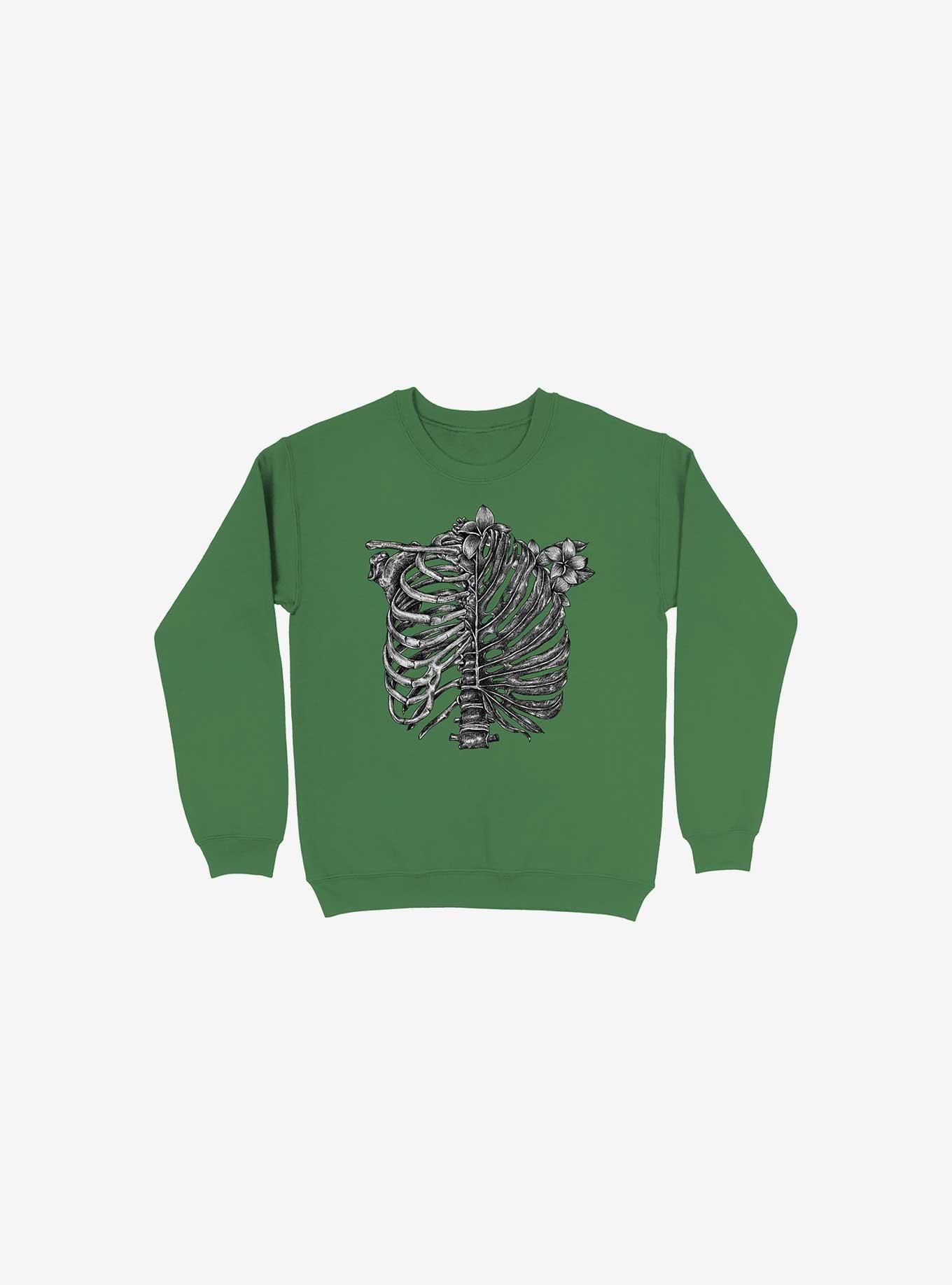 Skeleton Rib Tropical Kelly Green Sweatshirt, KELLY GREEN, hi-res