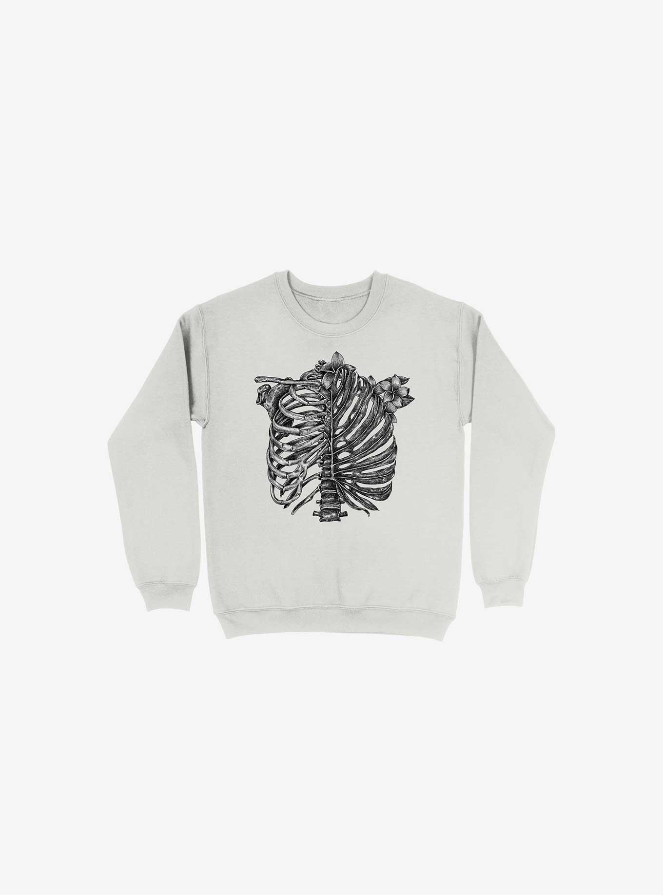 Skeleton Rib Tropical White Sweatshirt, , hi-res