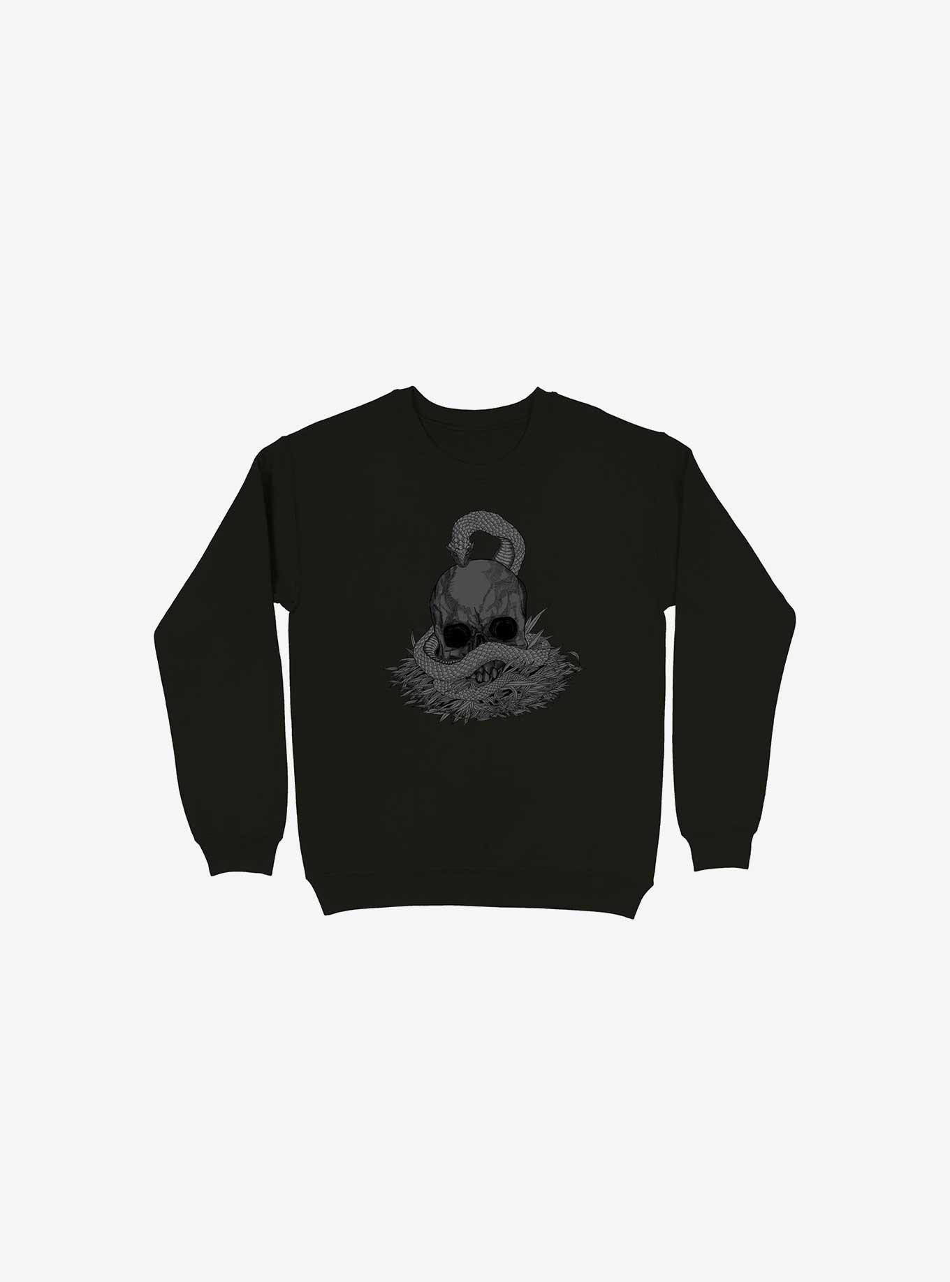 Snake & Skull Black Sweatshirt, BLACK, hi-res