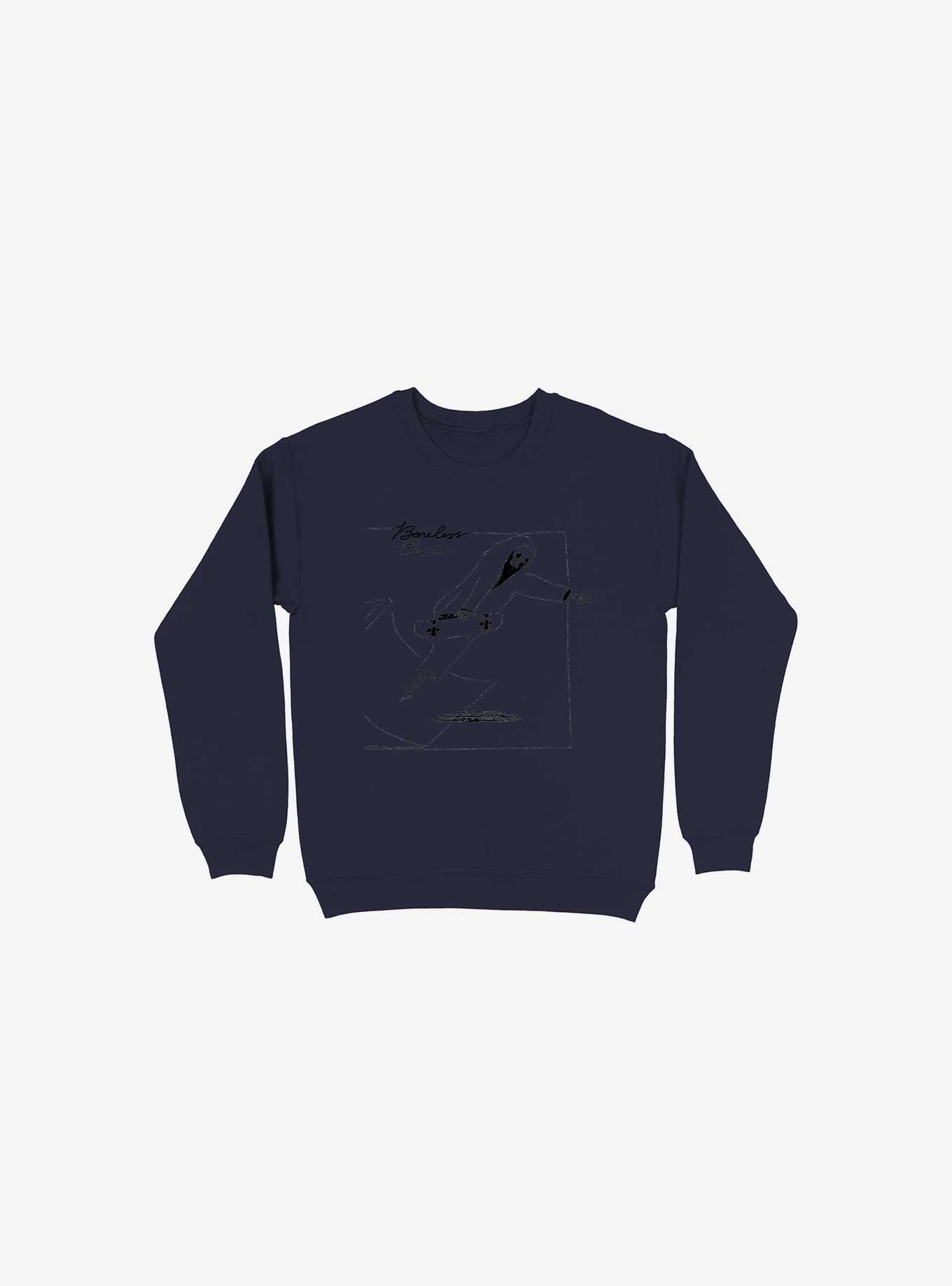 Boneless Crew Skater Skeleton Navy Blue Sweatshirt, NAVY, hi-res