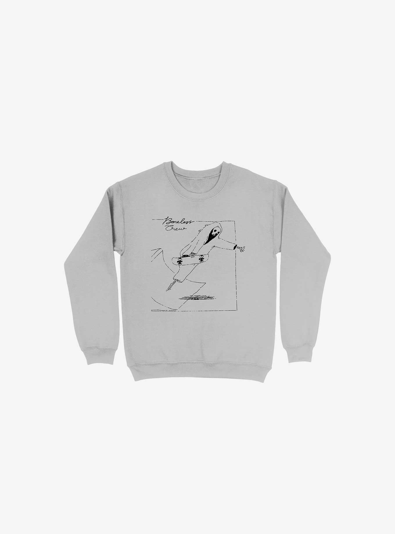 Boneless Crew Skater Skeleton Silver Sweatshirt, , hi-res