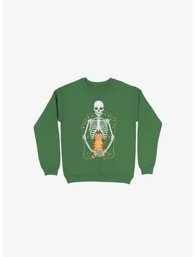 I Wish I Was My Cat Skeleton Kelly Green Sweatshirt, , hi-res