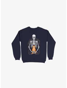 I Wish I Was My Cat Skeleton Navy Blue Sweatshirt, , hi-res