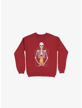 I Wish I Was My Cat Skeleton Red Sweatshirt, , hi-res