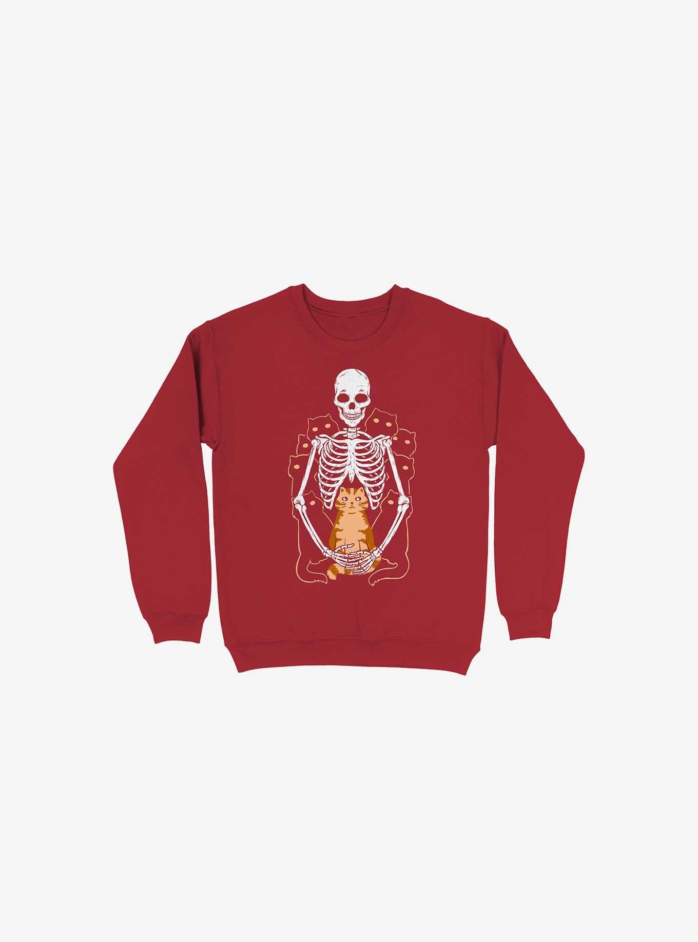 I Wish I Was My Cat Skeleton Red Sweatshirt, , hi-res