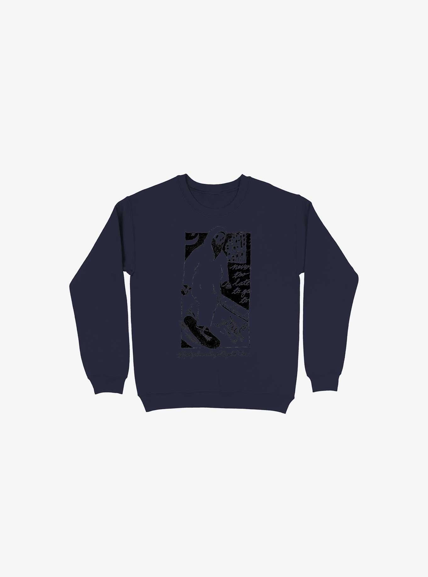 Nightclashh Skateboard Navy Blue Sweatshirt, , hi-res