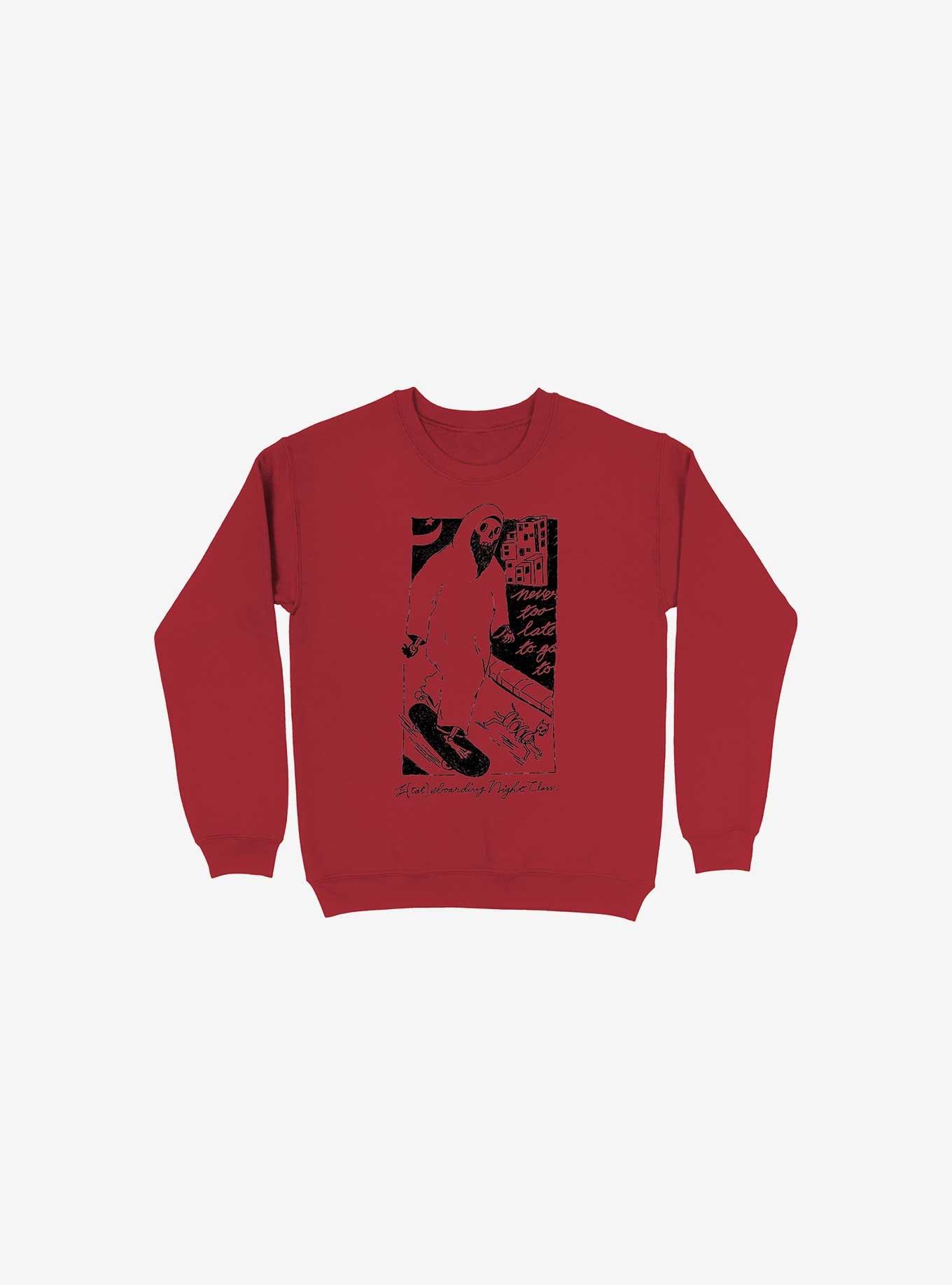 Nightclashh Skateboard Red Sweatshirt, RED, hi-res