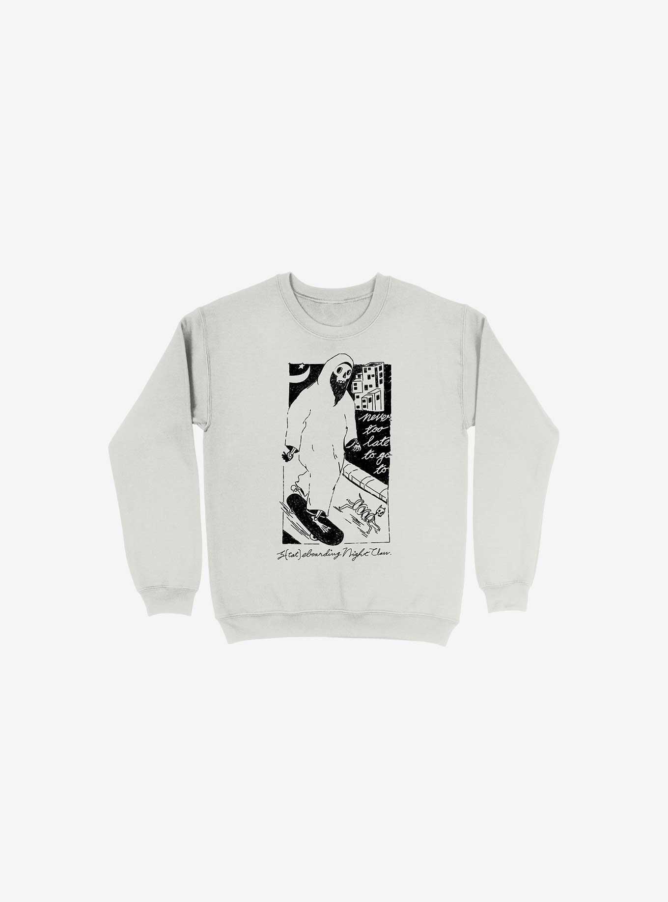 Nightclashh Skateboard White Sweatshirt, WHITE, hi-res