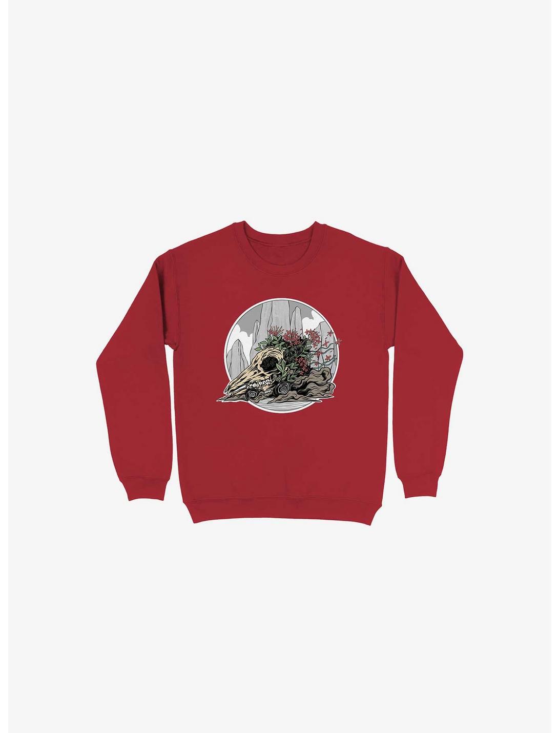 Race The Time Skull Red Sweatshirt, RED, hi-res